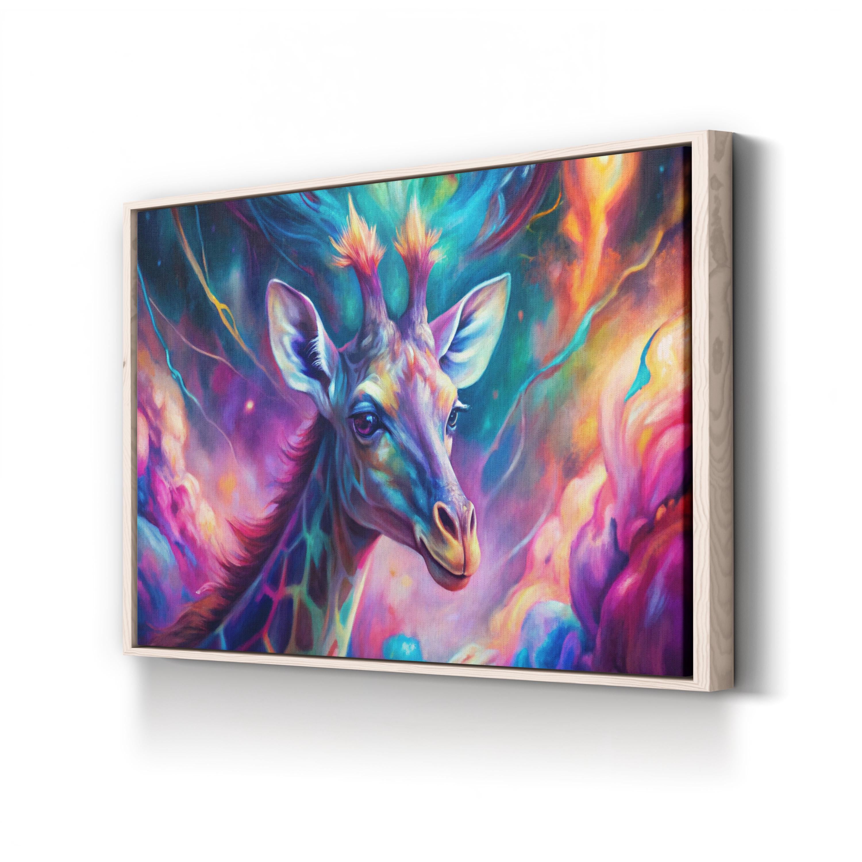 Enchanted Giraffe Canvas – Modern Pop Cosmic Wildlife Wall Art
