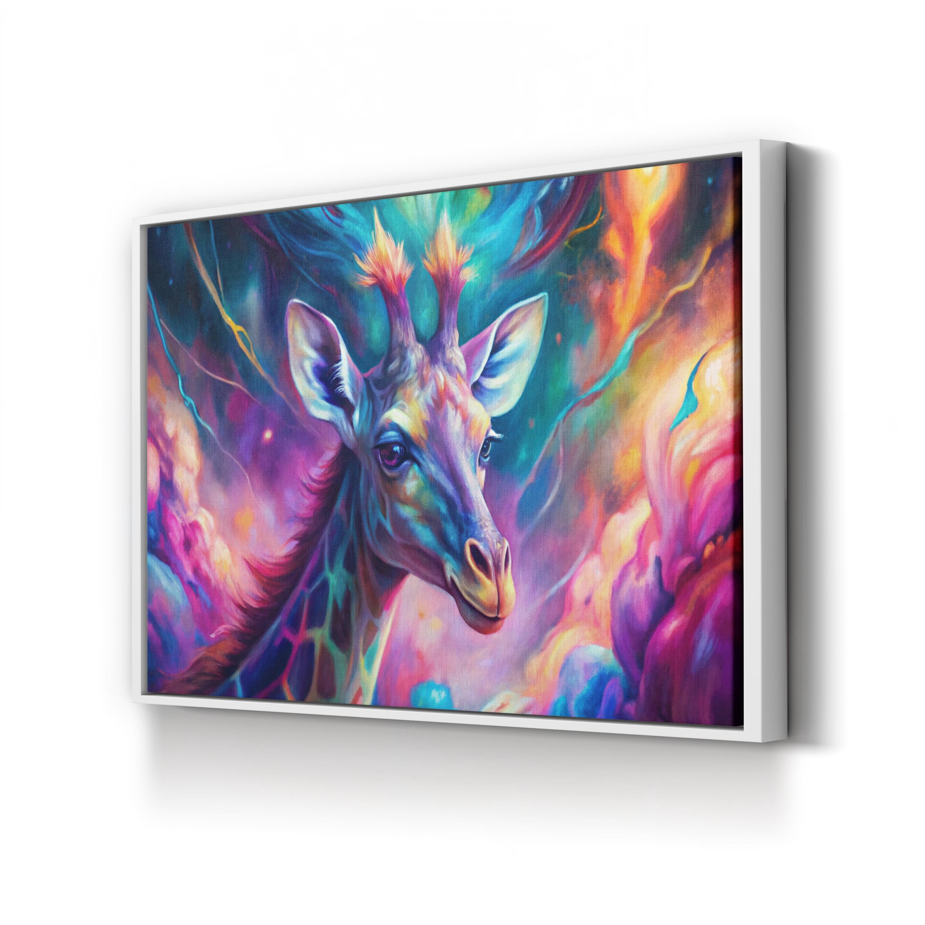 Enchanted Giraffe Canvas – Modern Pop Cosmic Wildlife Wall Art