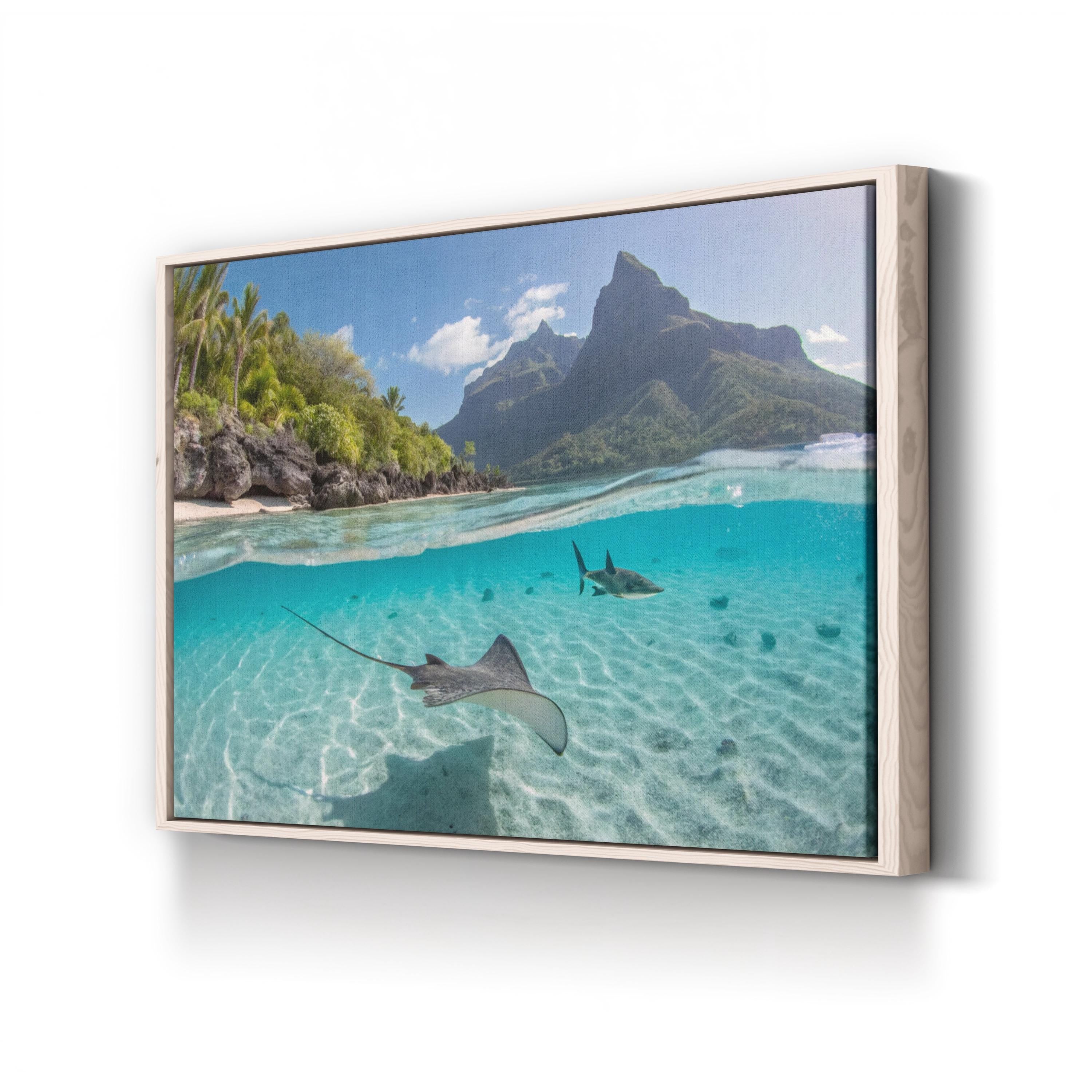 Tahiti Ocean, French Polynesia — Tahiti Coastal Mountain & Turquoise Lagoon Landscape Print