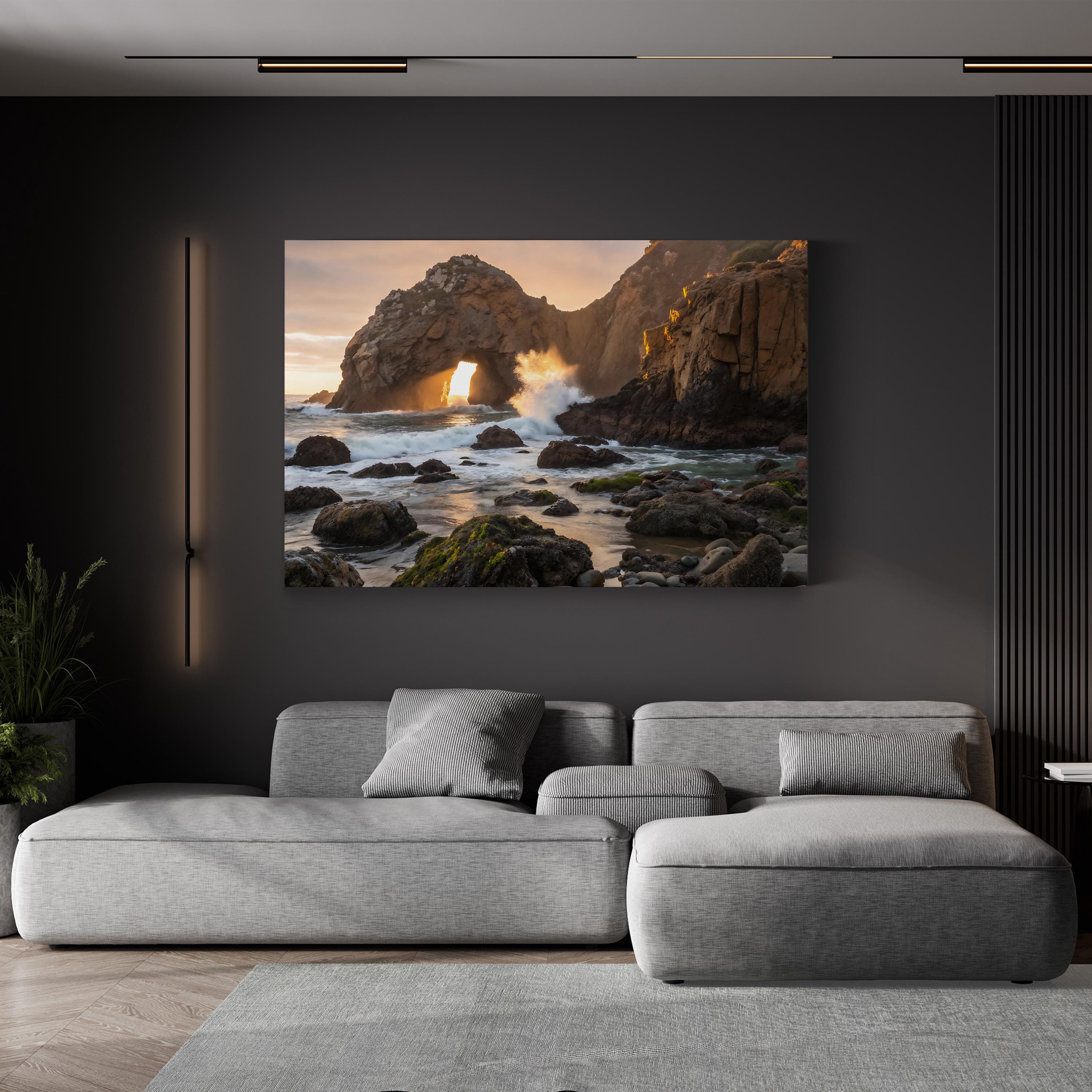 Coastal Sea Cliffs Arch – Vintage Photography Wall Art | Ocean Landscape Canvas Print