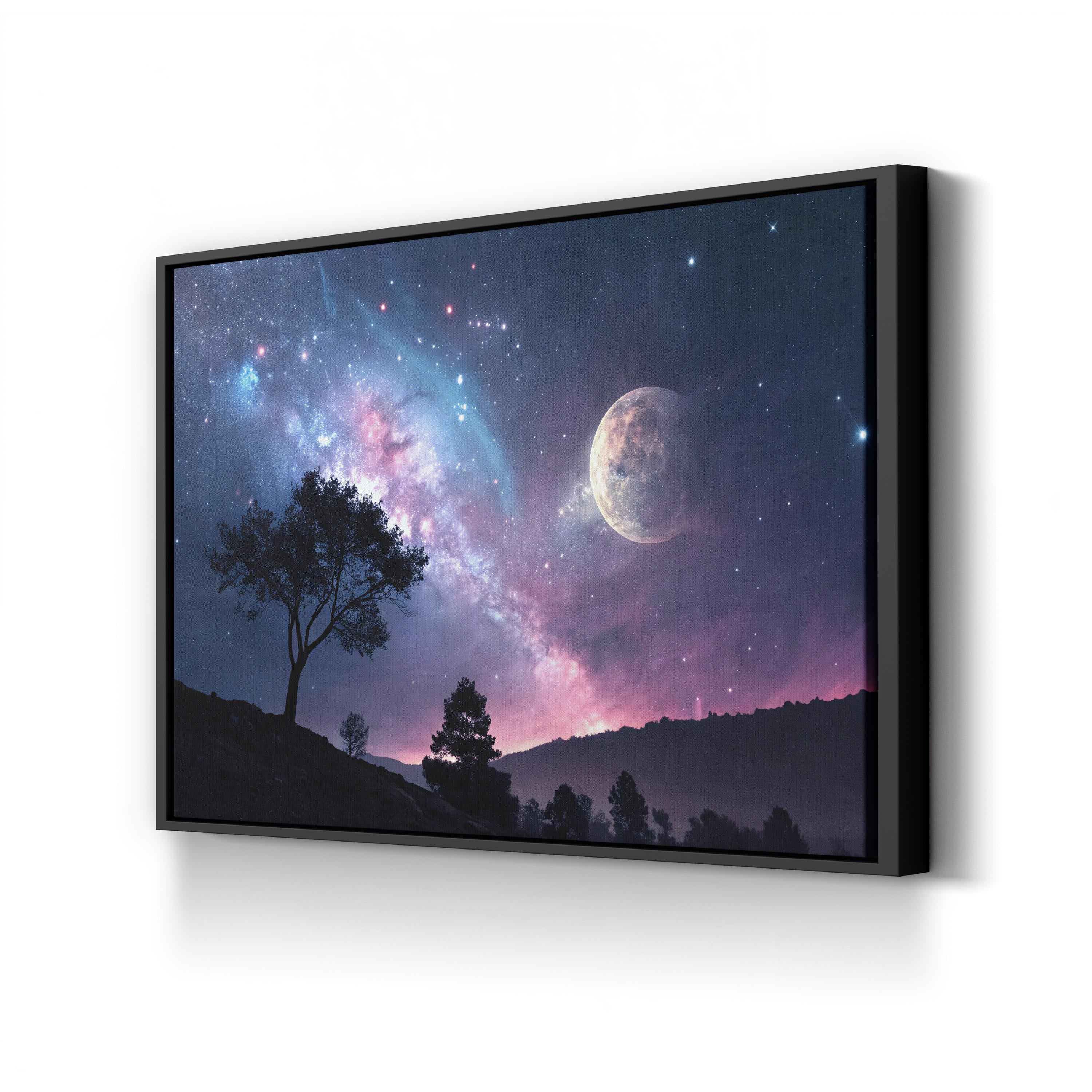 Abstract Galaxy at Twilight – Period Illustration Wall Art | Cosmic Color Canvas Print