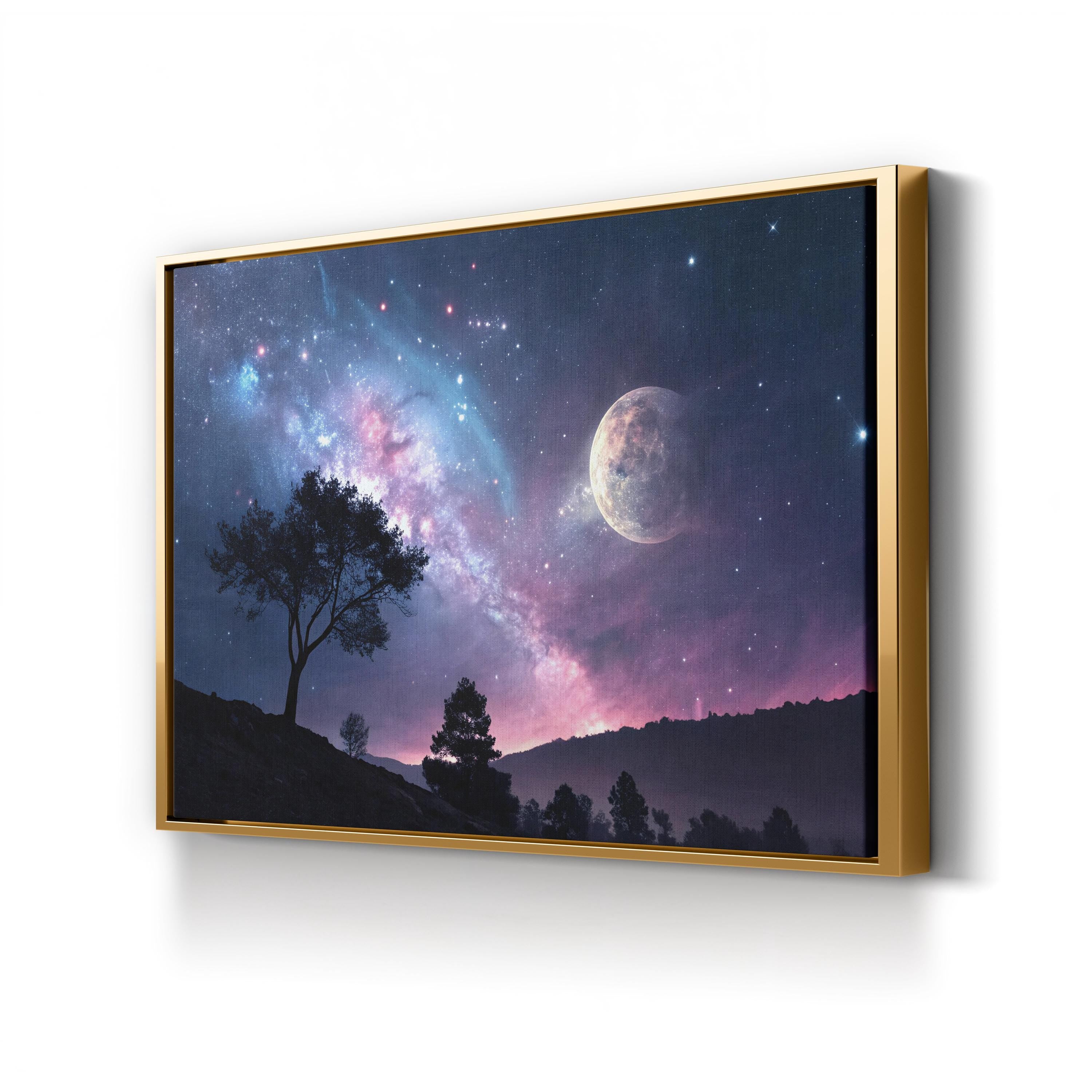Abstract Galaxy at Twilight – Period Illustration Wall Art | Cosmic Color Canvas Print