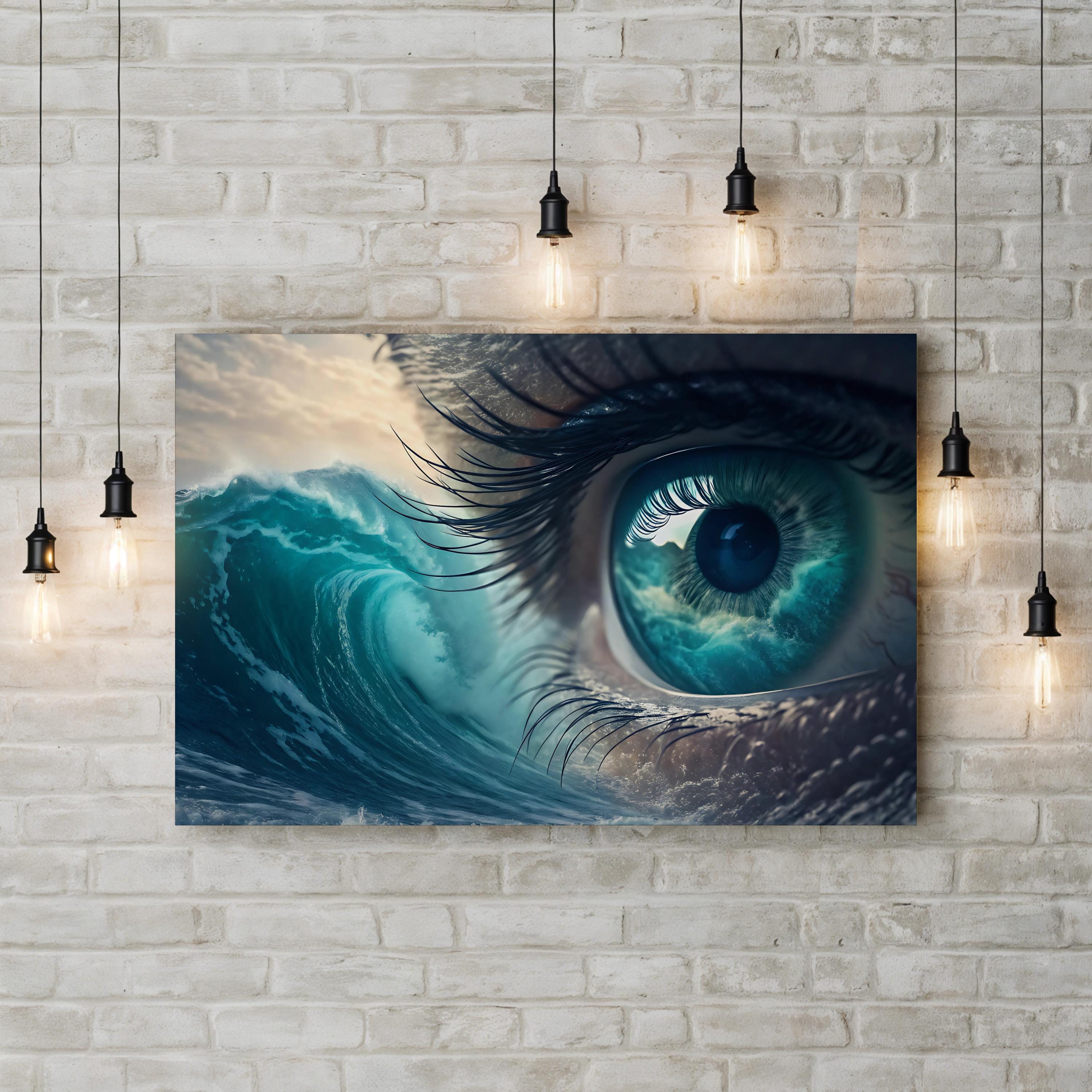 Ocean Wave Eye Surreal – Period Illustration Wall Art | Coastal Canvas Print