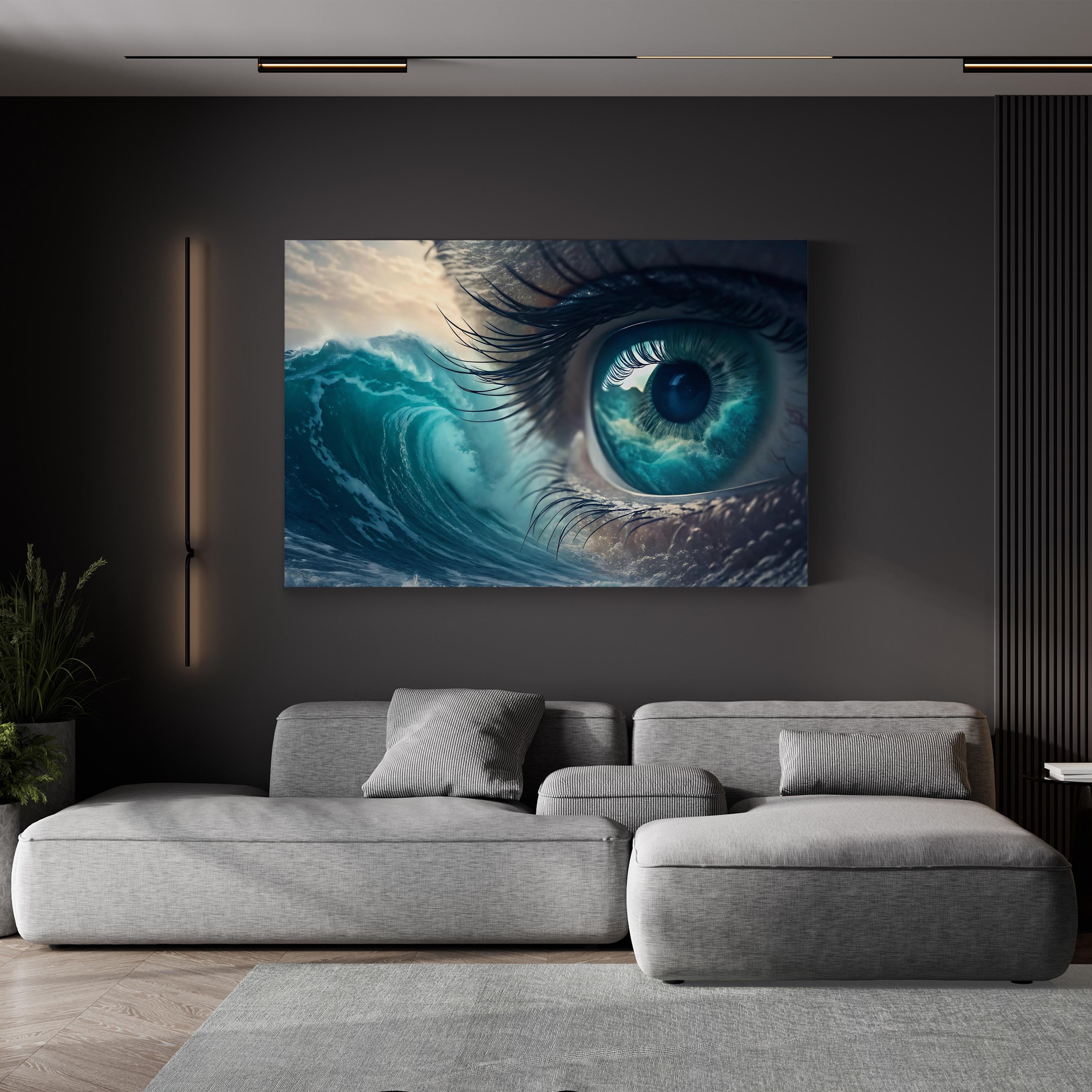 Ocean Wave Eye Surreal – Period Illustration Wall Art | Coastal Canvas Print