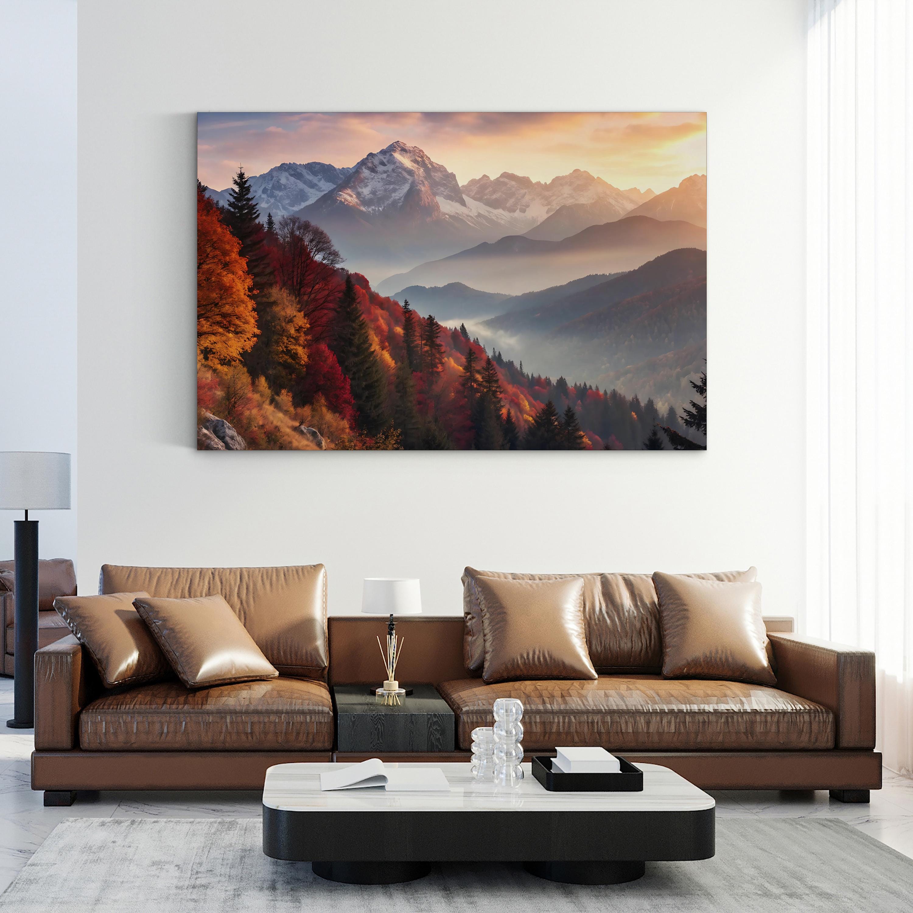 Fall Mountain Autumn – Vintage Photography Wall Art | Majestic Landscape Canvas Print