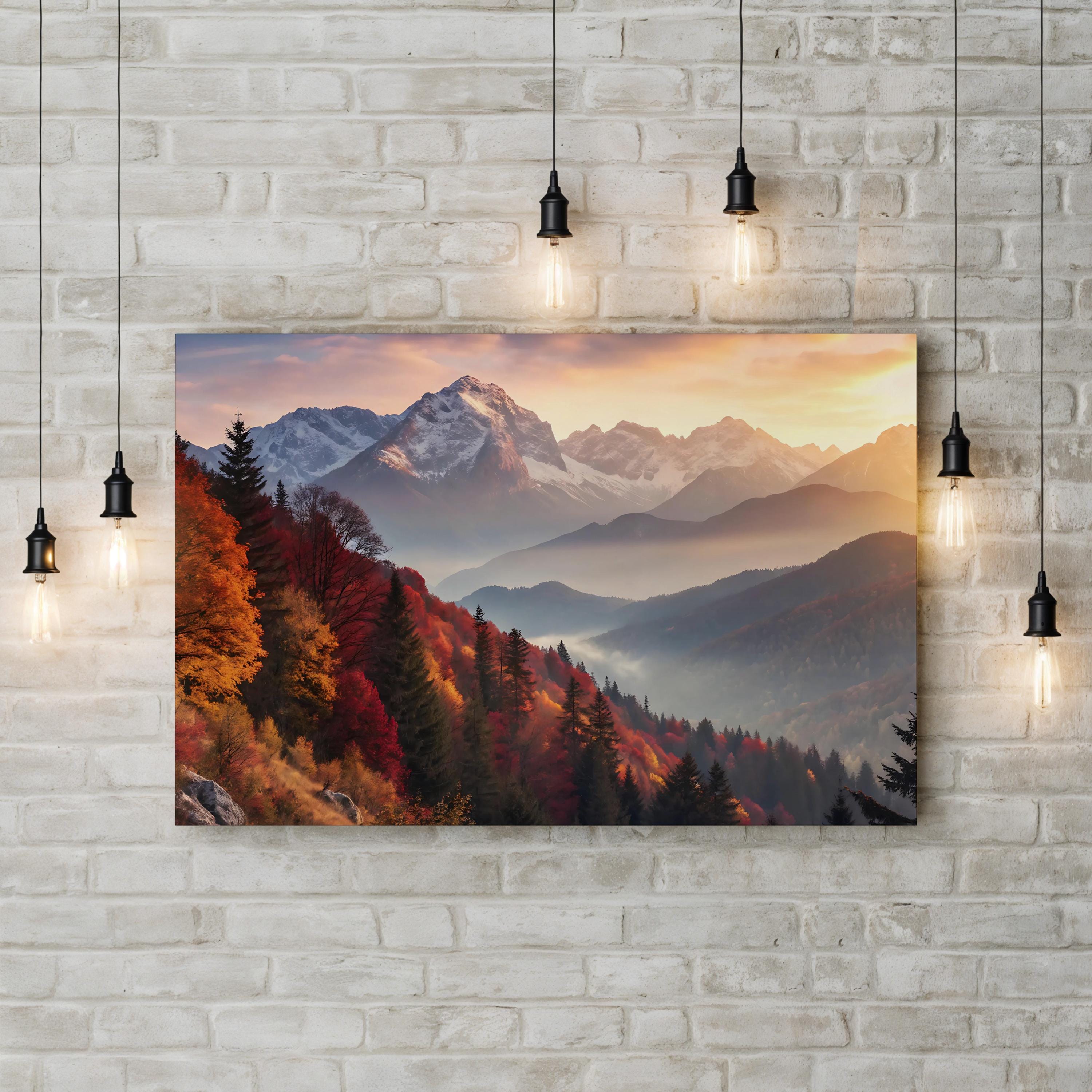 Fall Mountain Autumn – Vintage Photography Wall Art | Majestic Landscape Canvas Print