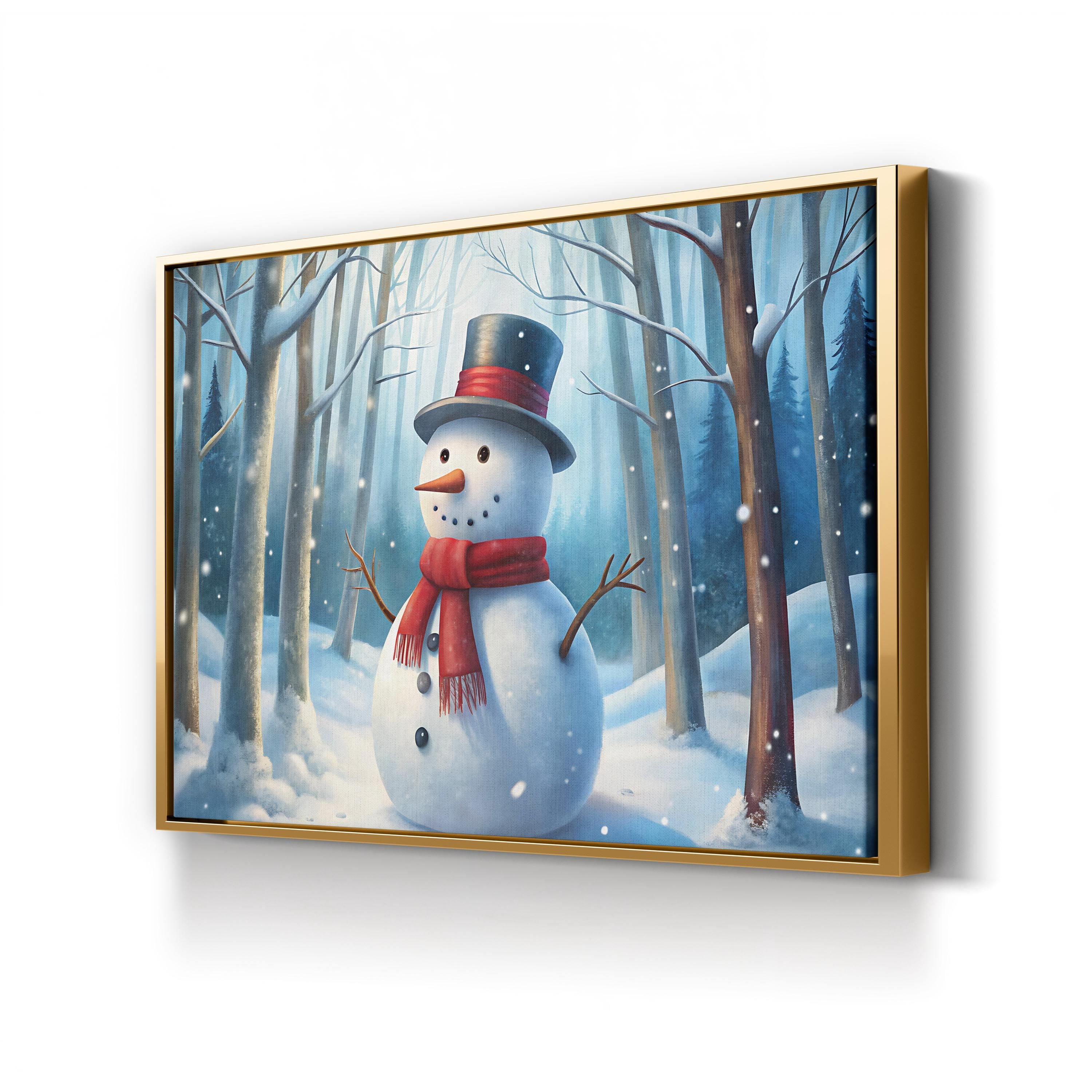 Festive Snowman – Period Illustration Wall Art | Winter Holiday Canvas Print