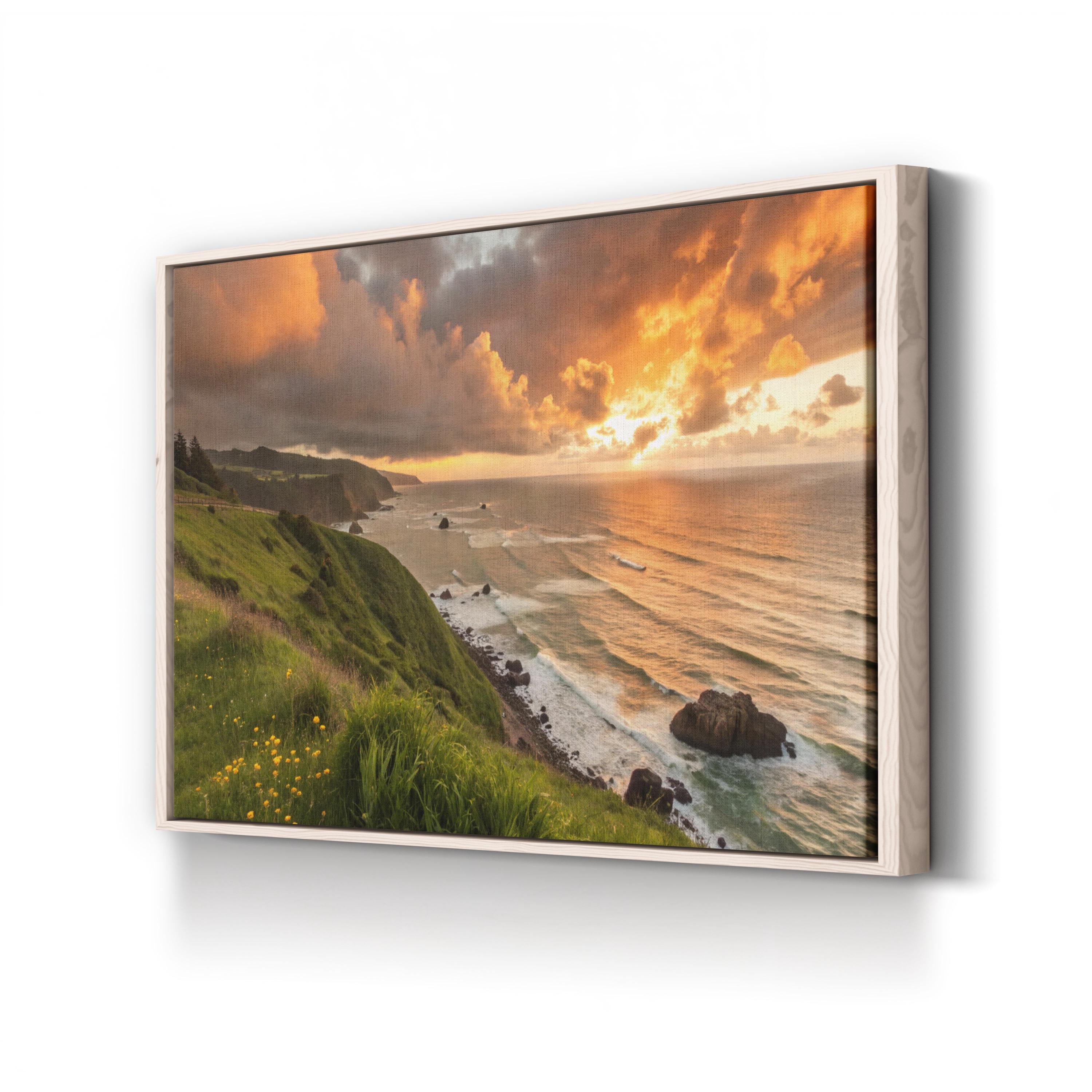Pacifica Sunset Coastline – Vintage Photography Wall Art | Coastal Ocean Canvas Print