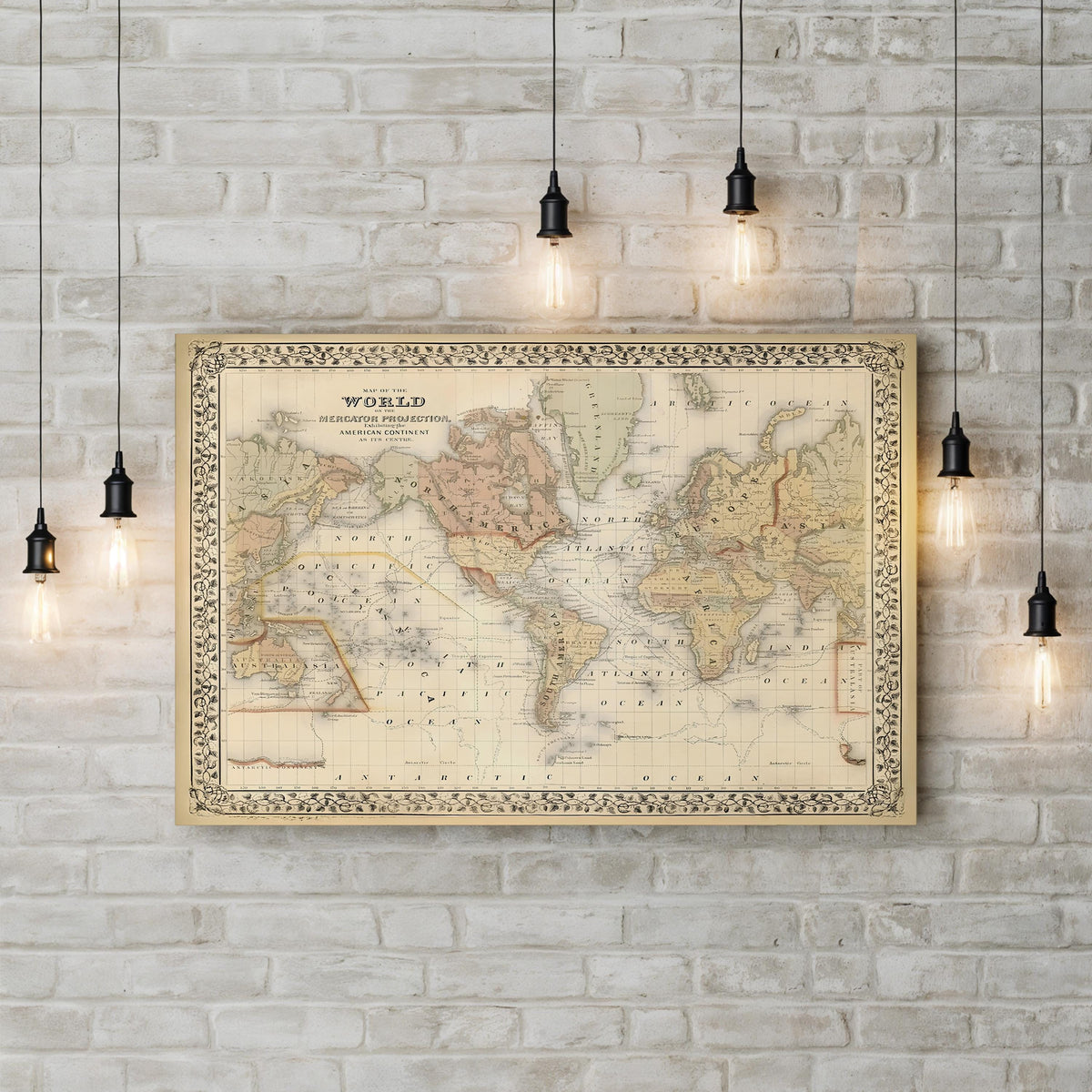 Mitchell’s Antique World Map, c. 1860 by Samuel Augustus Mitchell canvas print