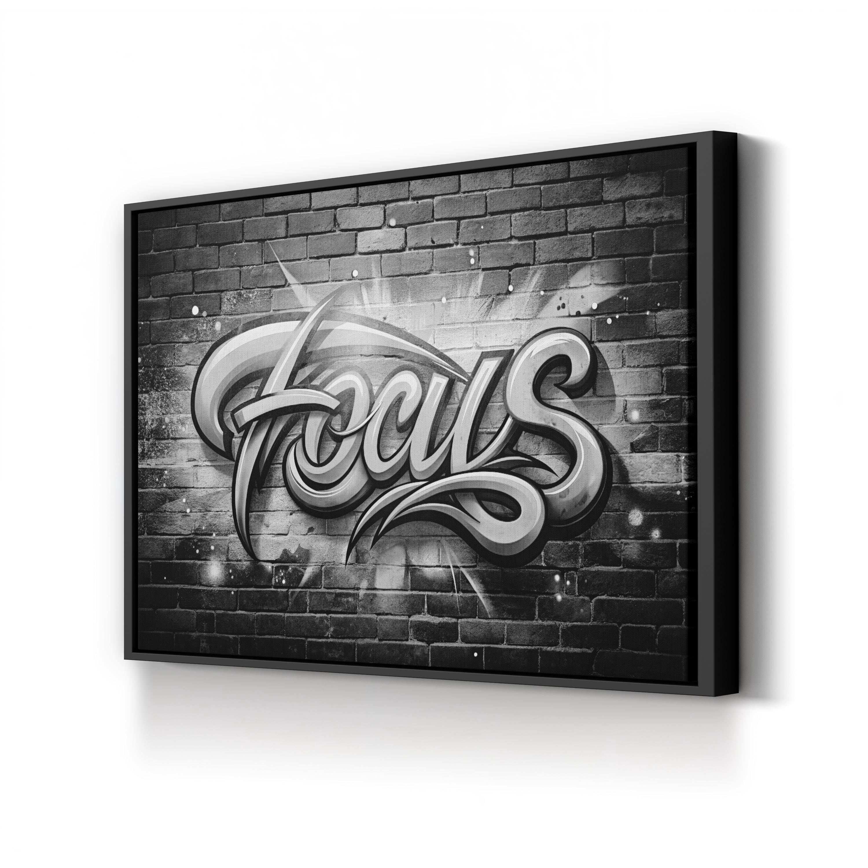 Focus Calligraphy Canvas Art – Black and White Motivational Print