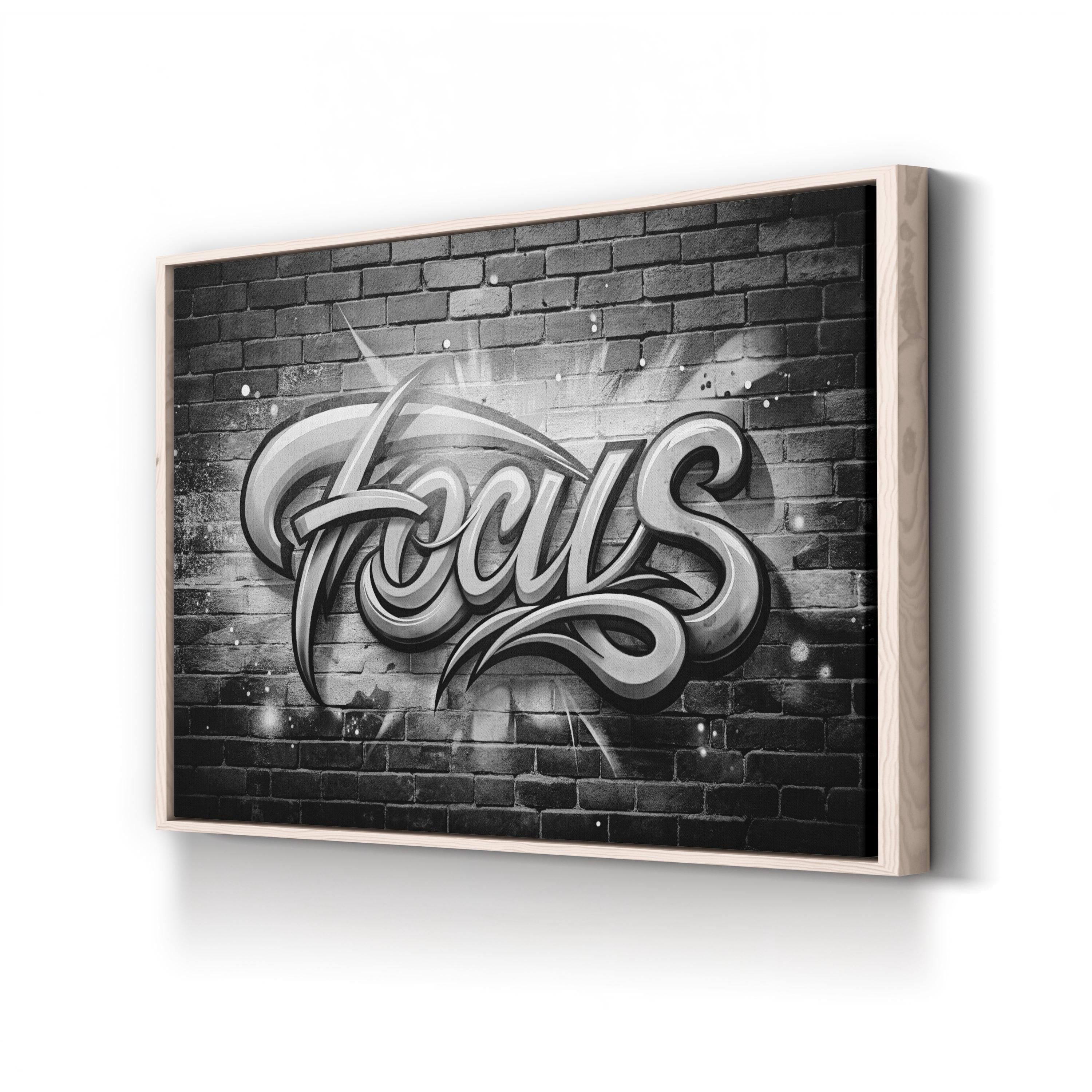Focus Calligraphy Canvas Art – Black and White Motivational Print