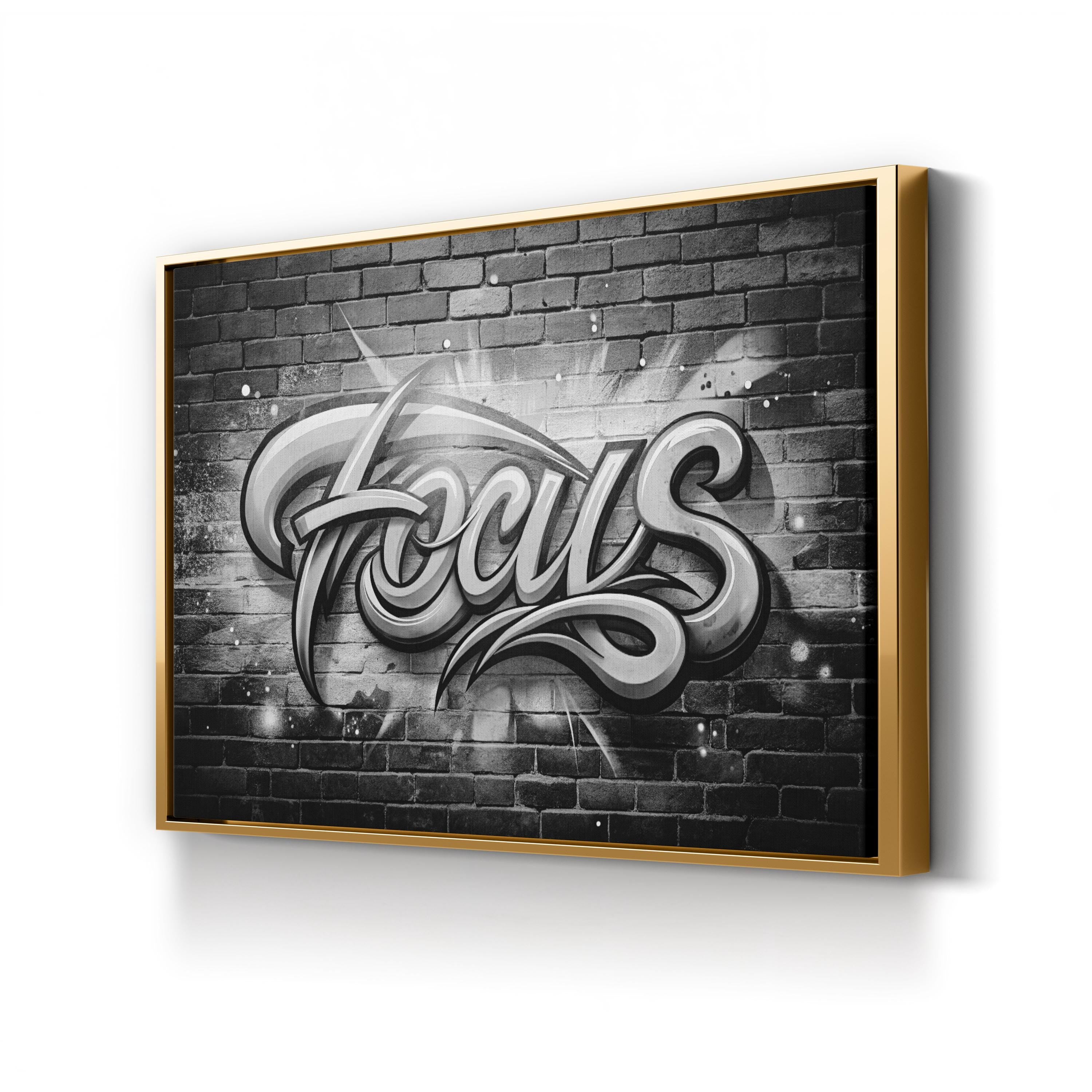 Focus Calligraphy Canvas Art – Black and White Motivational Print
