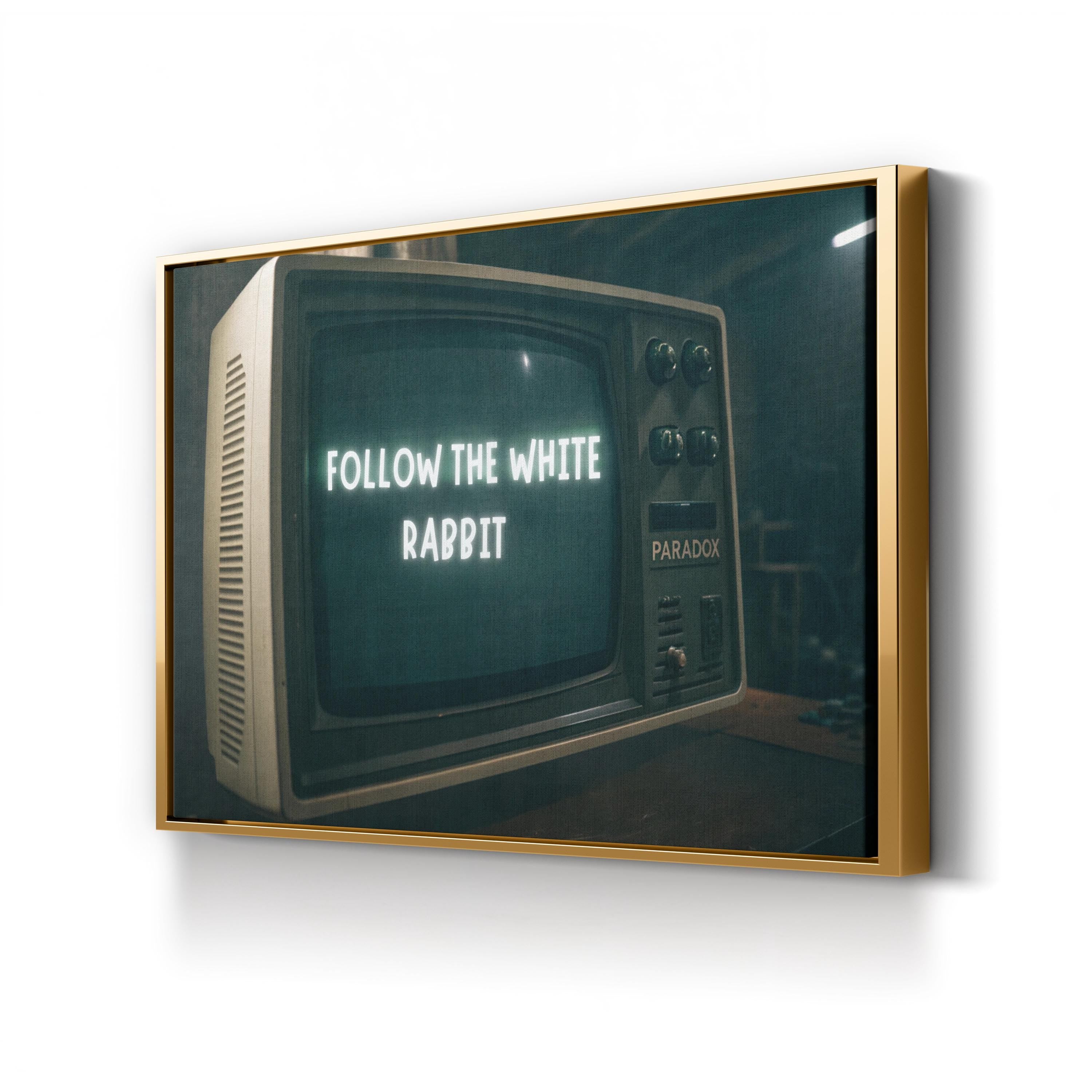 Follow the White Rabbit Wall Art | Surreal Graffiti Street Art Canvas Print