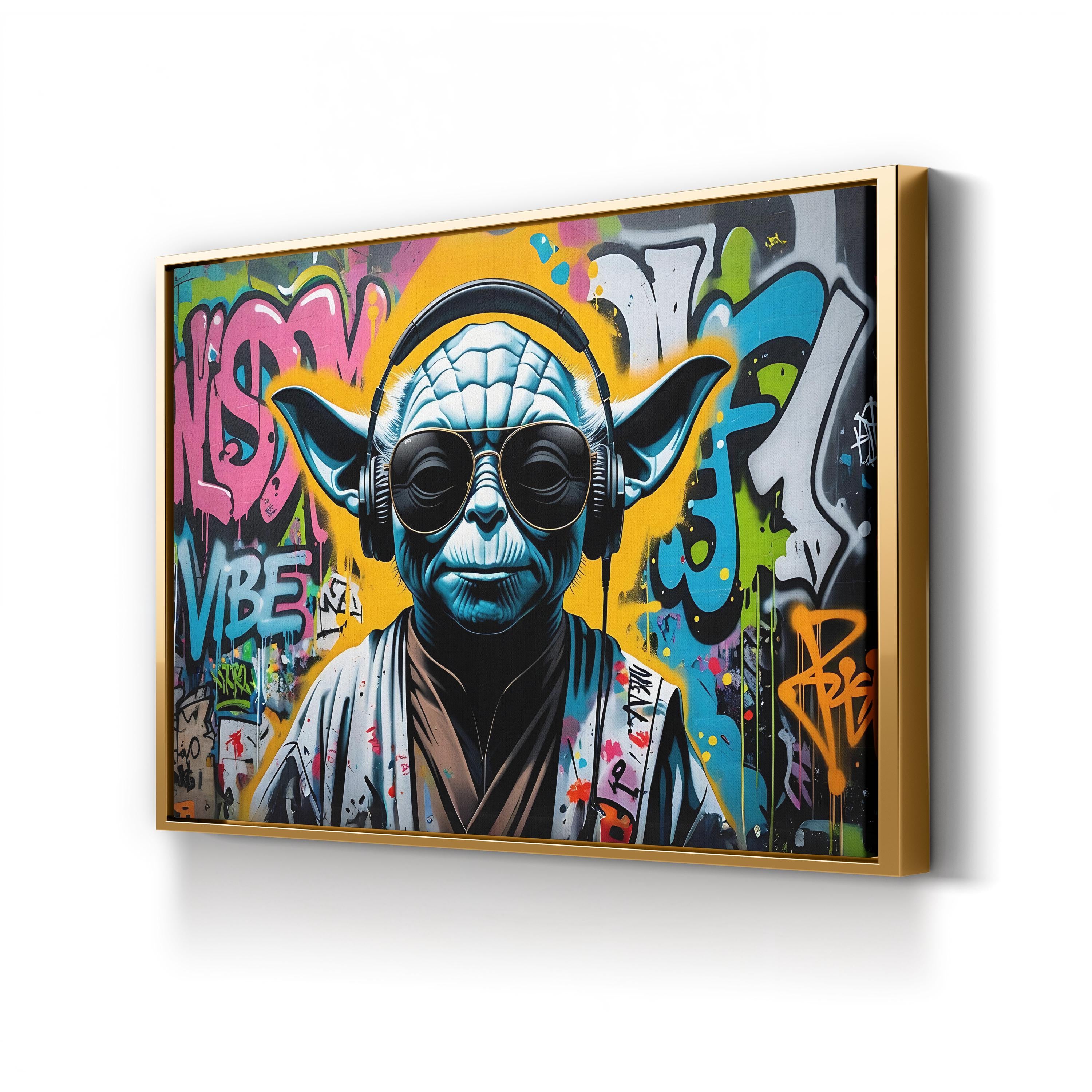 Graffiti Alien DJ – Period Illustration Wall Art | Street Art Canvas Print