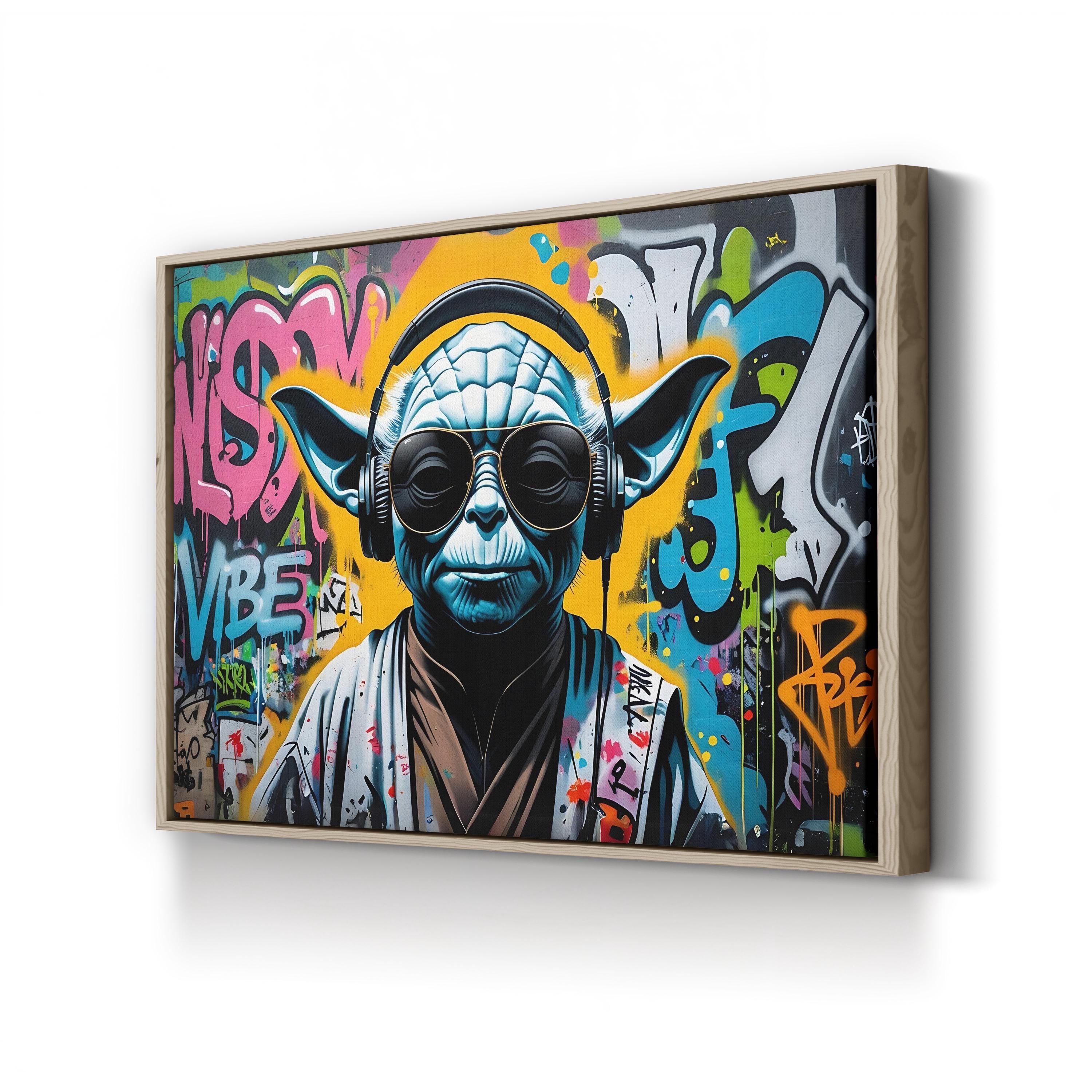 Graffiti Alien DJ – Period Illustration Wall Art | Street Art Canvas Print