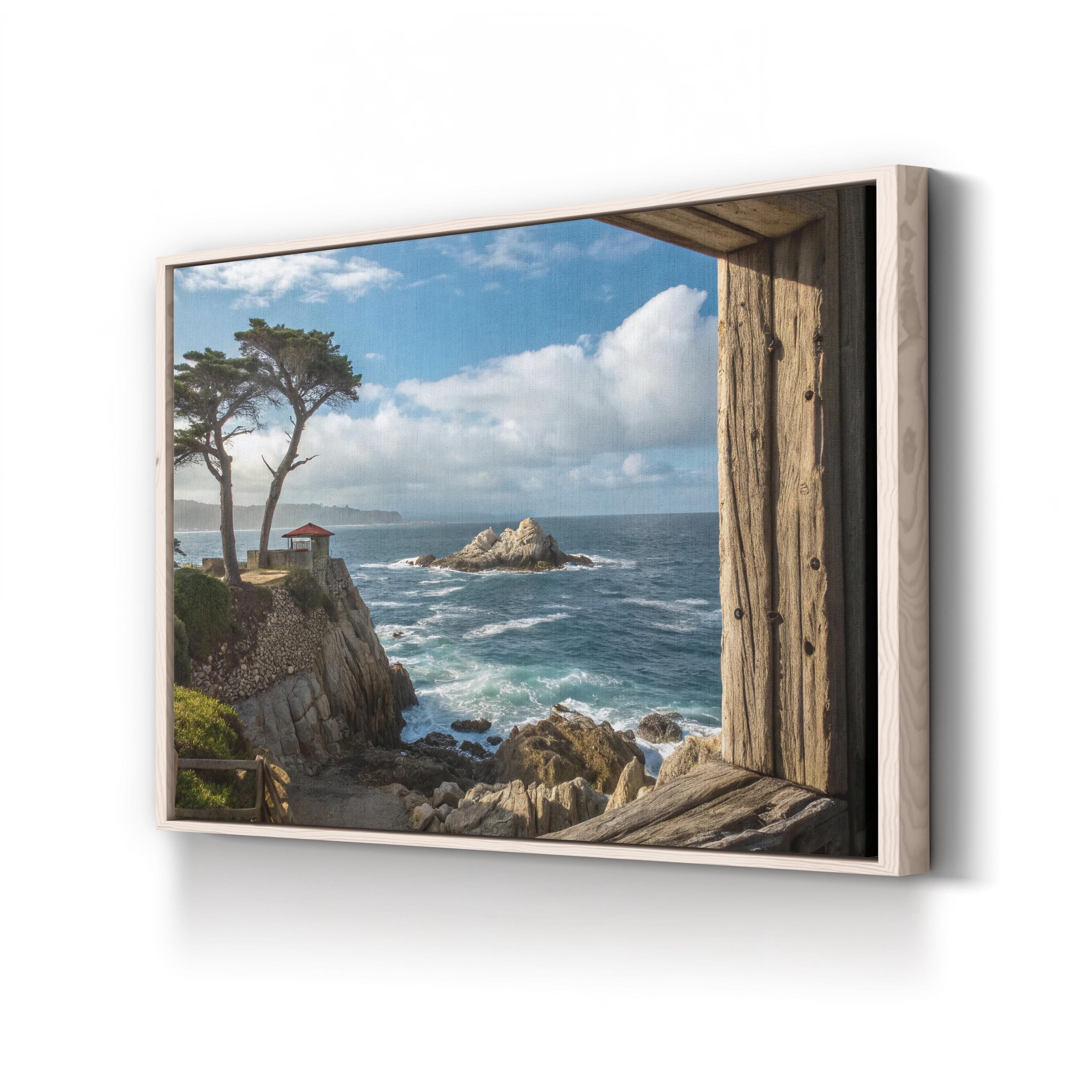 Coastal Window Ocean View – Vintage Photography Wall Art | Rustic Beach Canvas Print