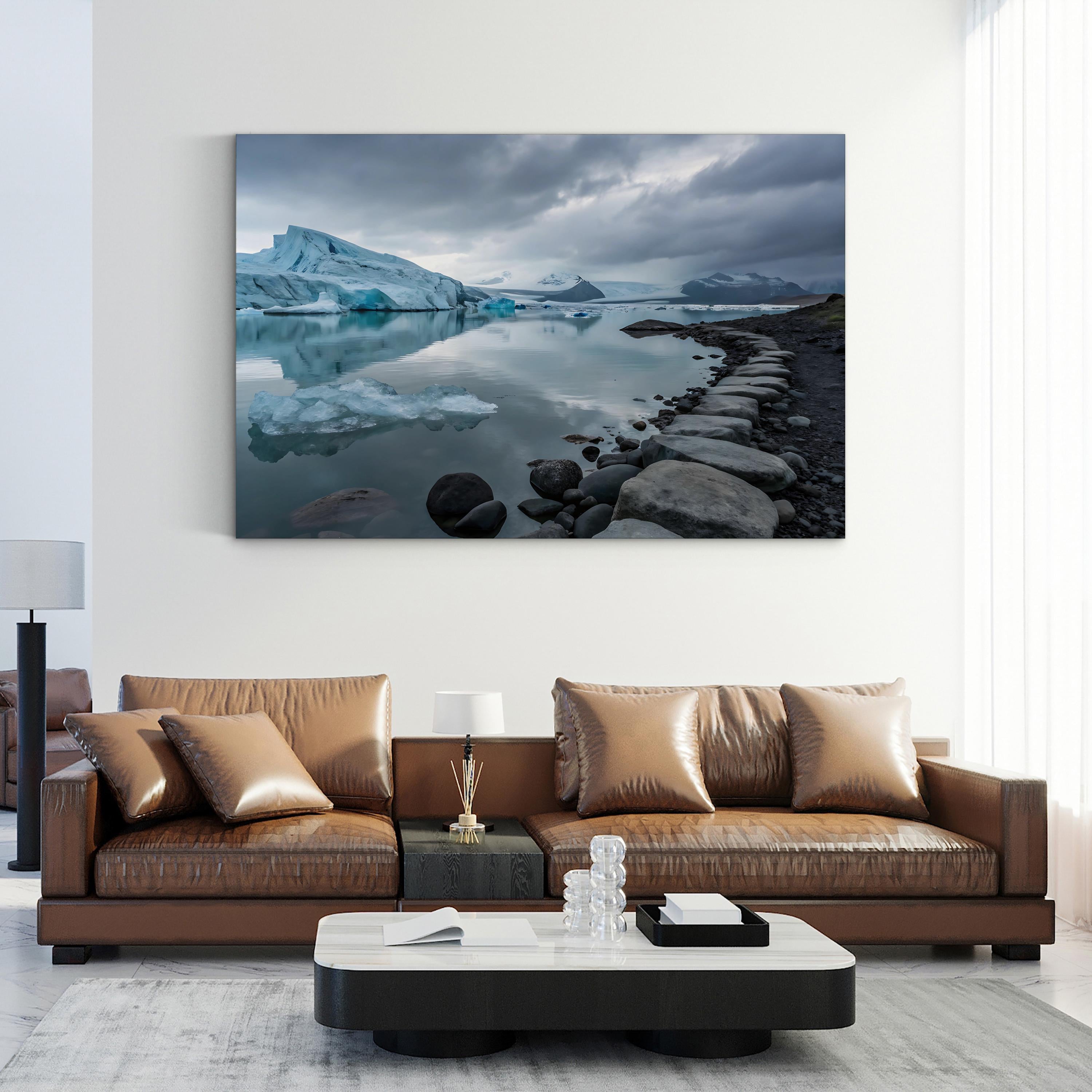 Icelandic Winter Serenity – Vintage Photography Wall Art | Snowy Landscape Canvas Print