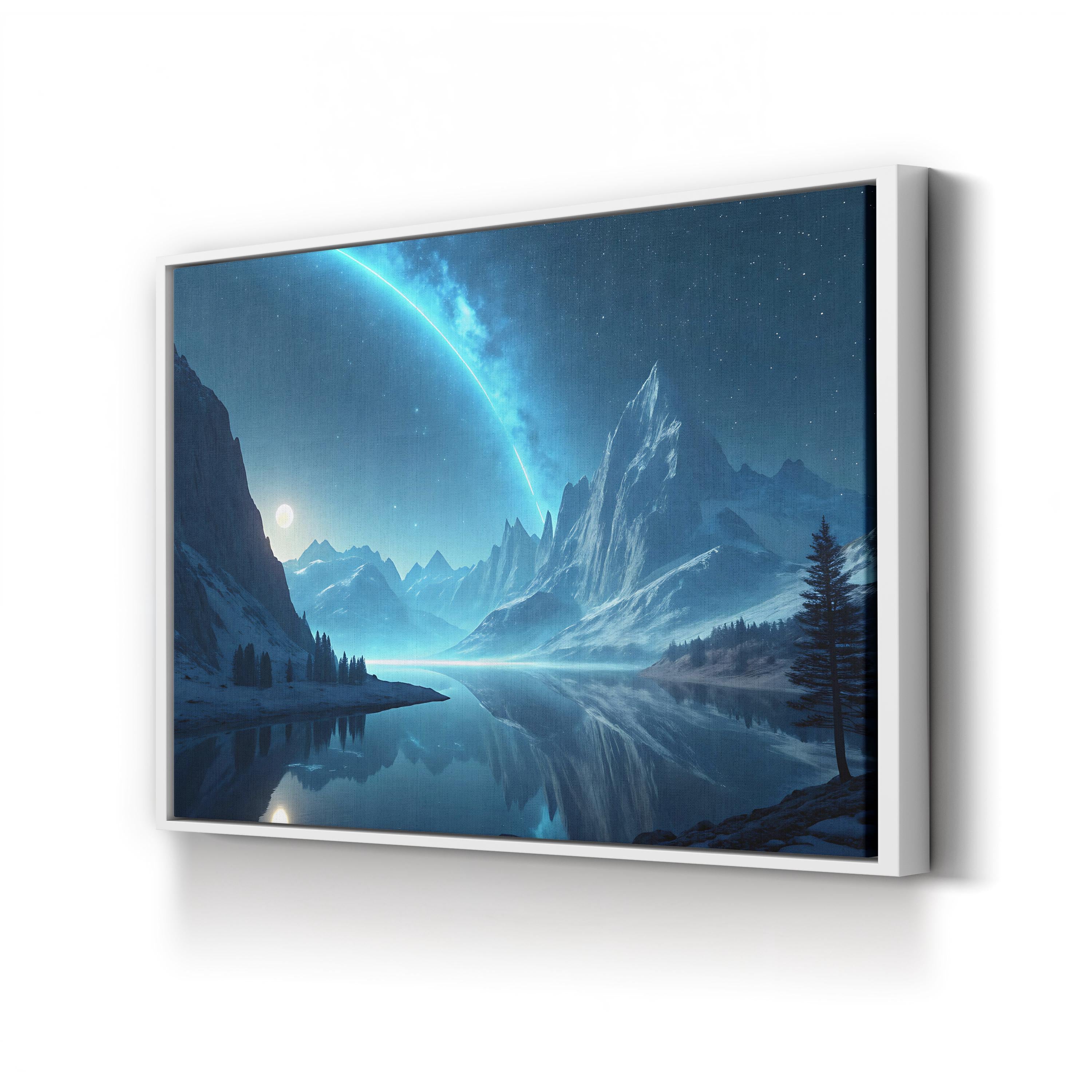 Bioluminescence Frozen Landscape – Period Illustration Wall Art | Abstract Ice Canvas Print