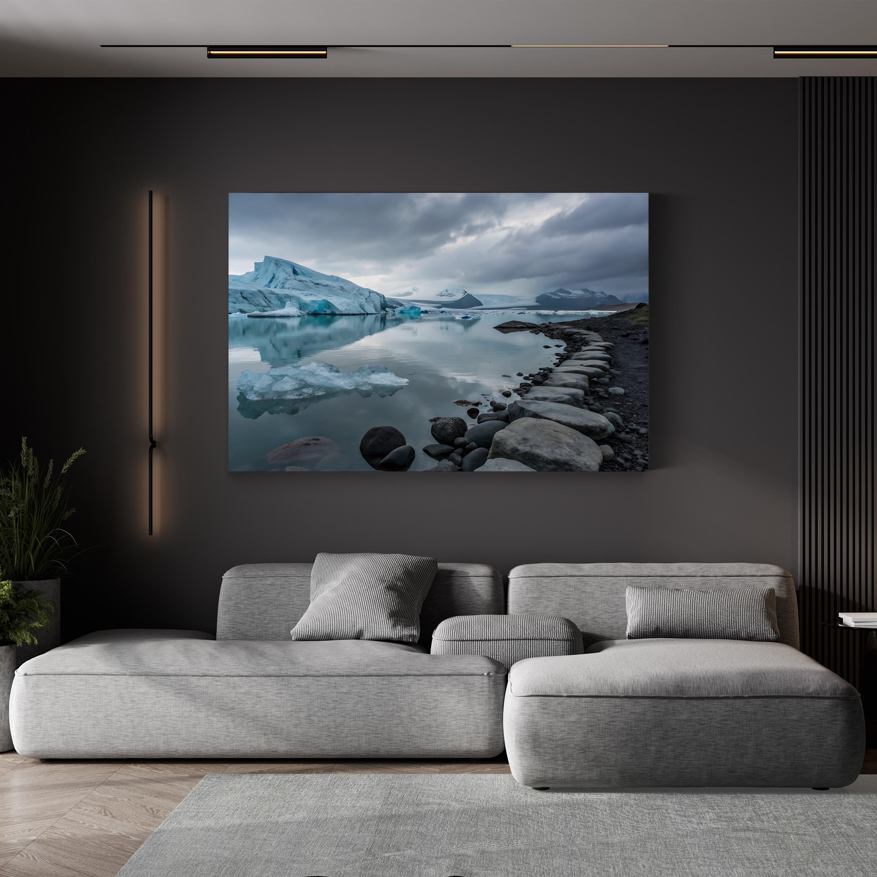 Icelandic Winter Serenity – Vintage Photography Wall Art | Snowy Landscape Canvas Print