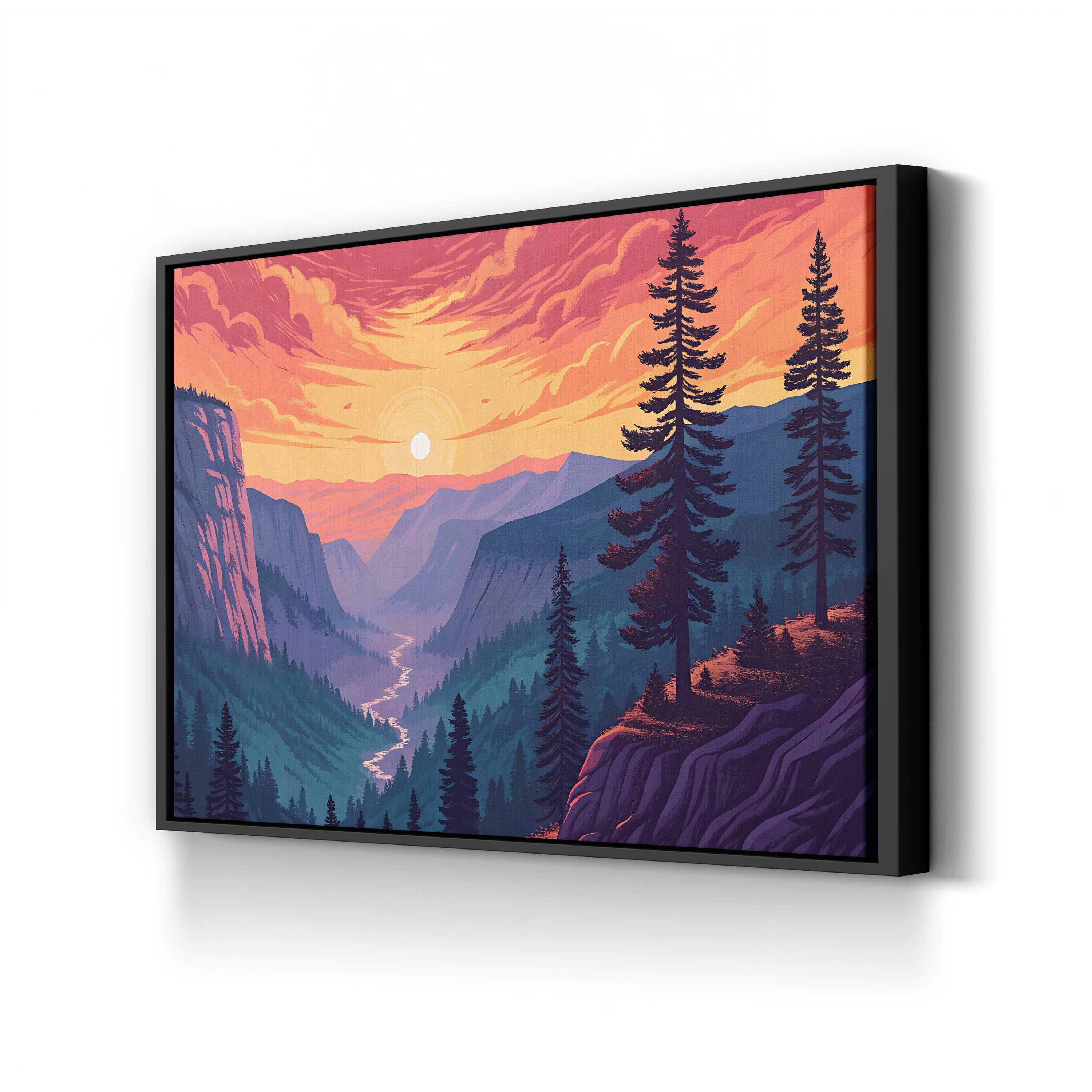 Yosemite Glacier Point – Period Illustration Wall Art | Scenic Landscape Canvas Print