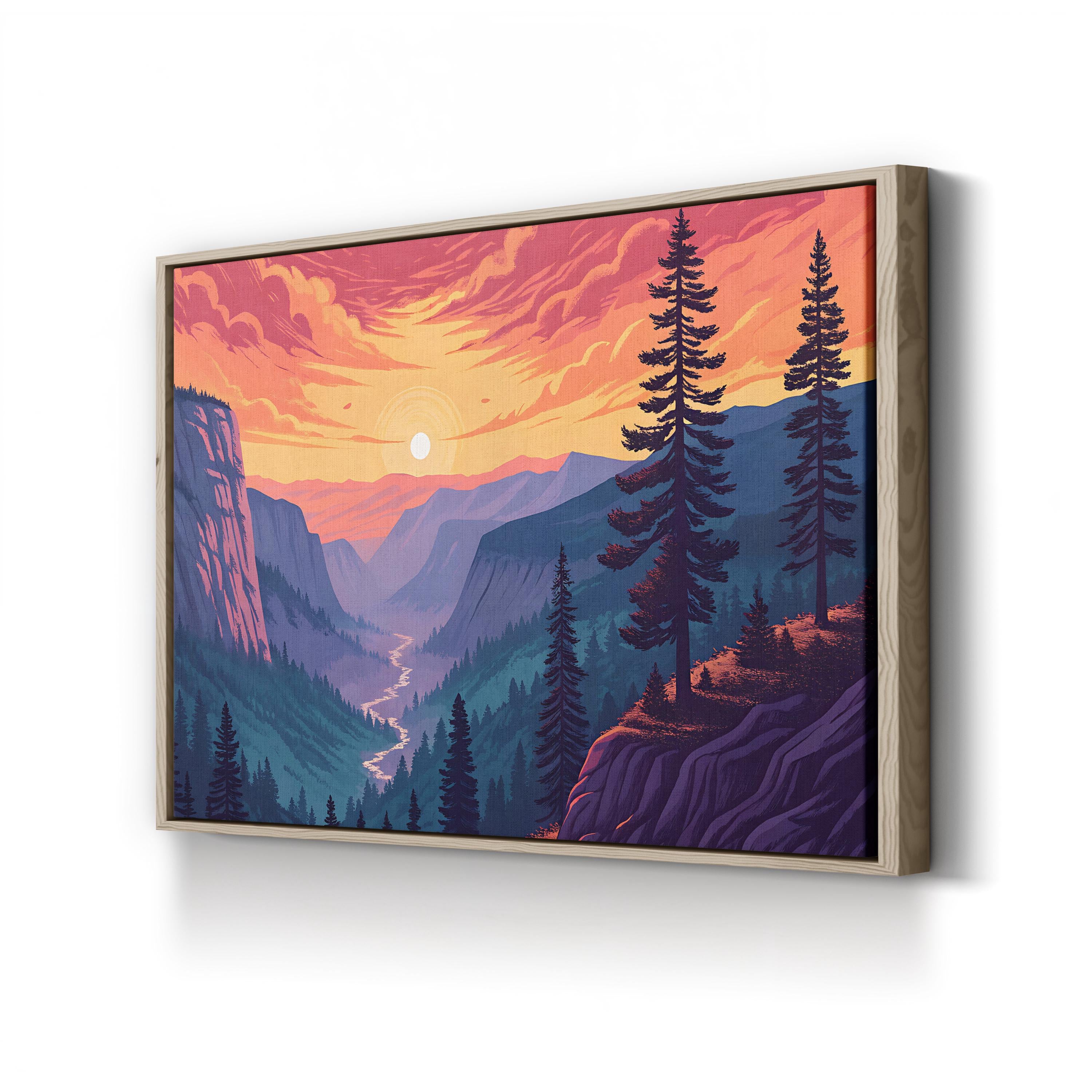 Yosemite Glacier Point – Period Illustration Wall Art | Scenic Landscape Canvas Print