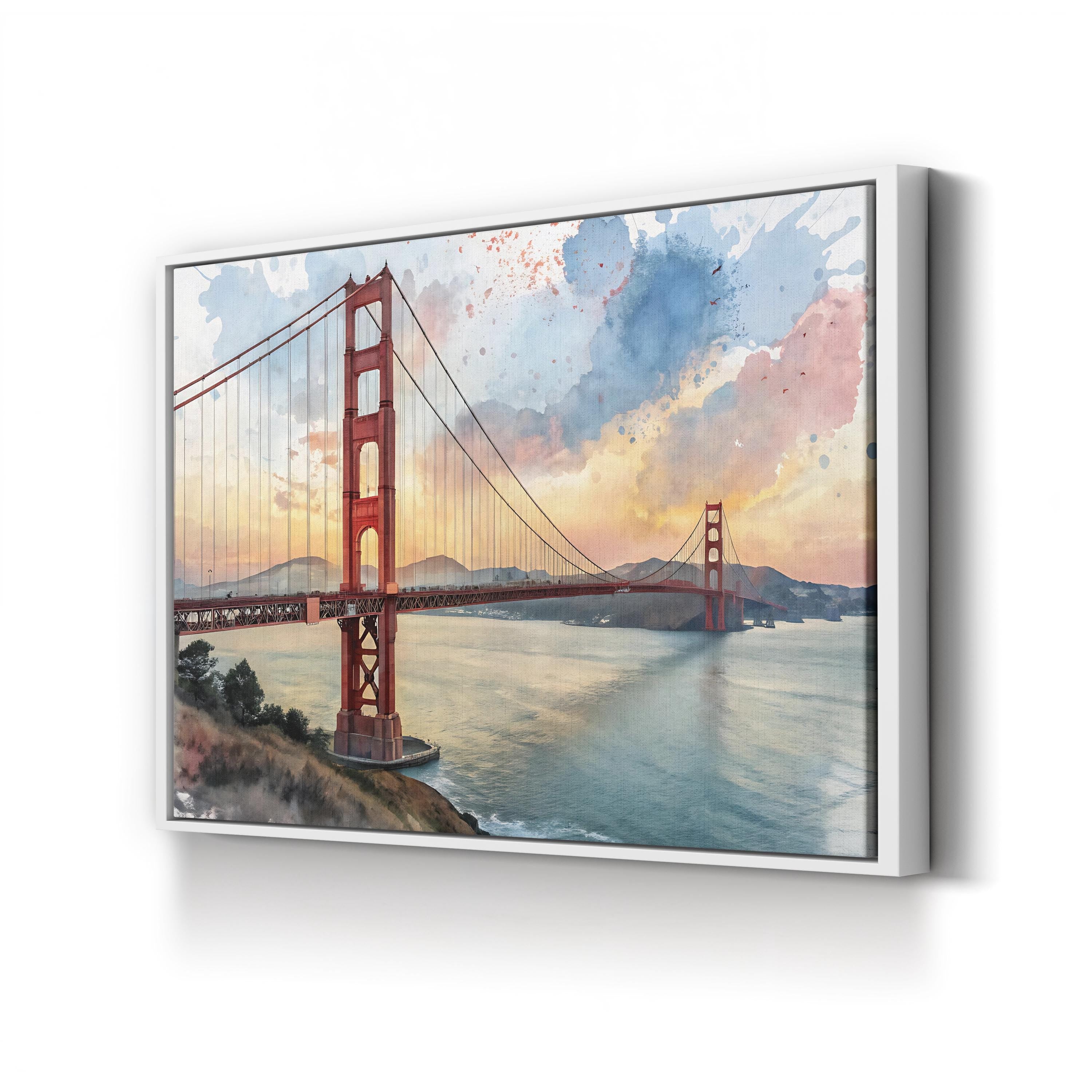 Golden Gate Bridge Sunset – Vintage Photography Wall Art | San Francisco Bay Canvas Print