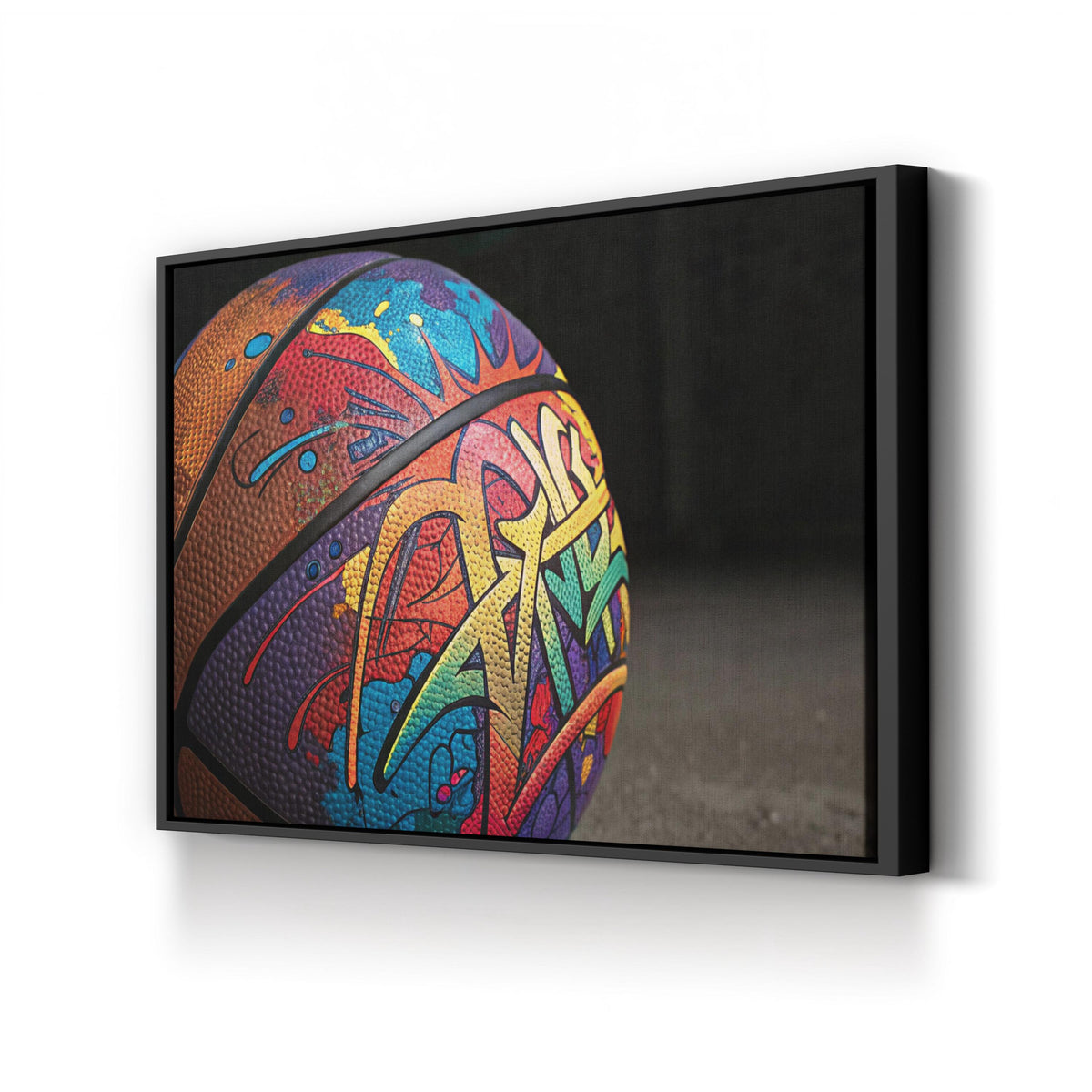 Graffiti Basketball canvas print in Black frame