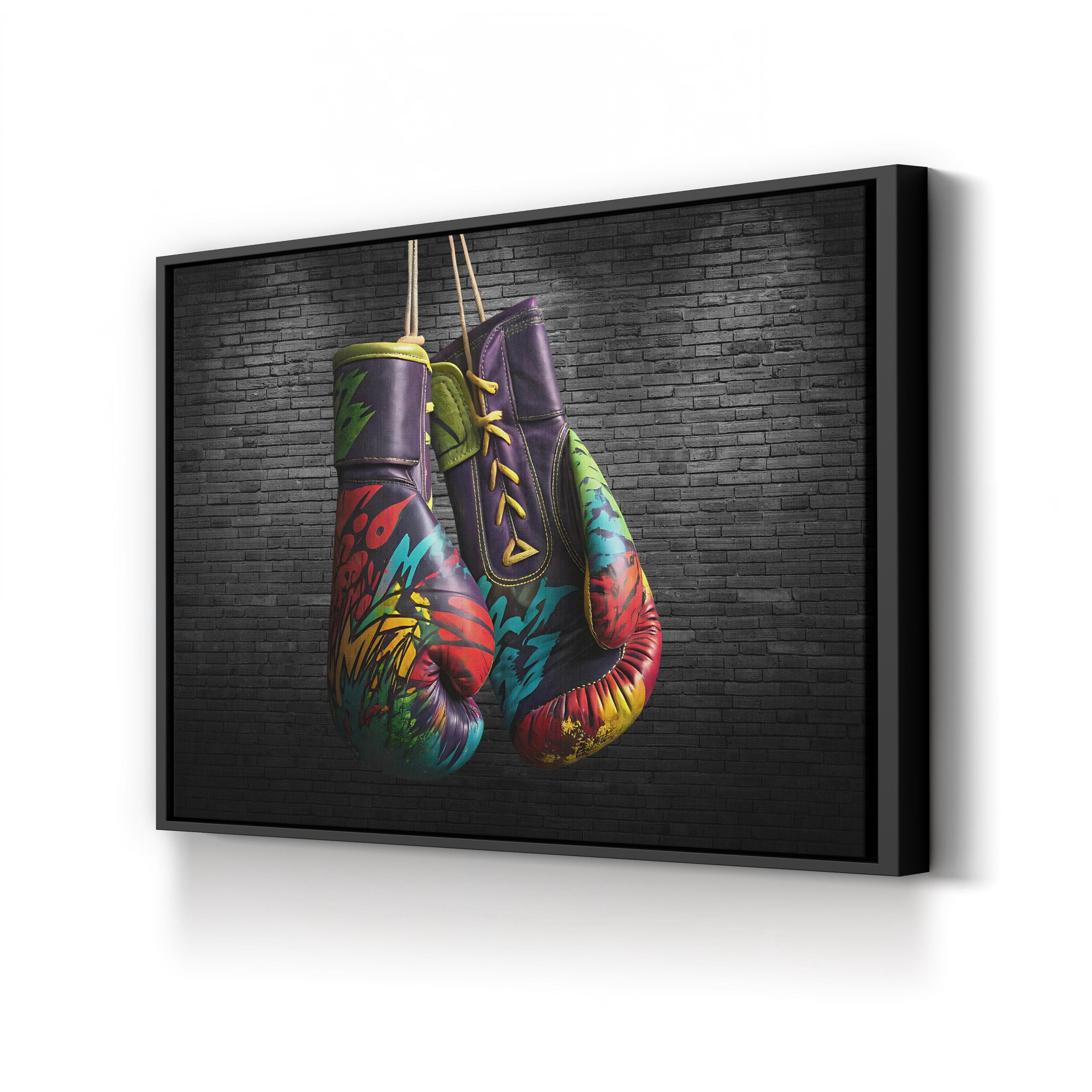 Graffiti Boxing Gloves – Period Illustration Wall Art | Urban Street Canvas Print