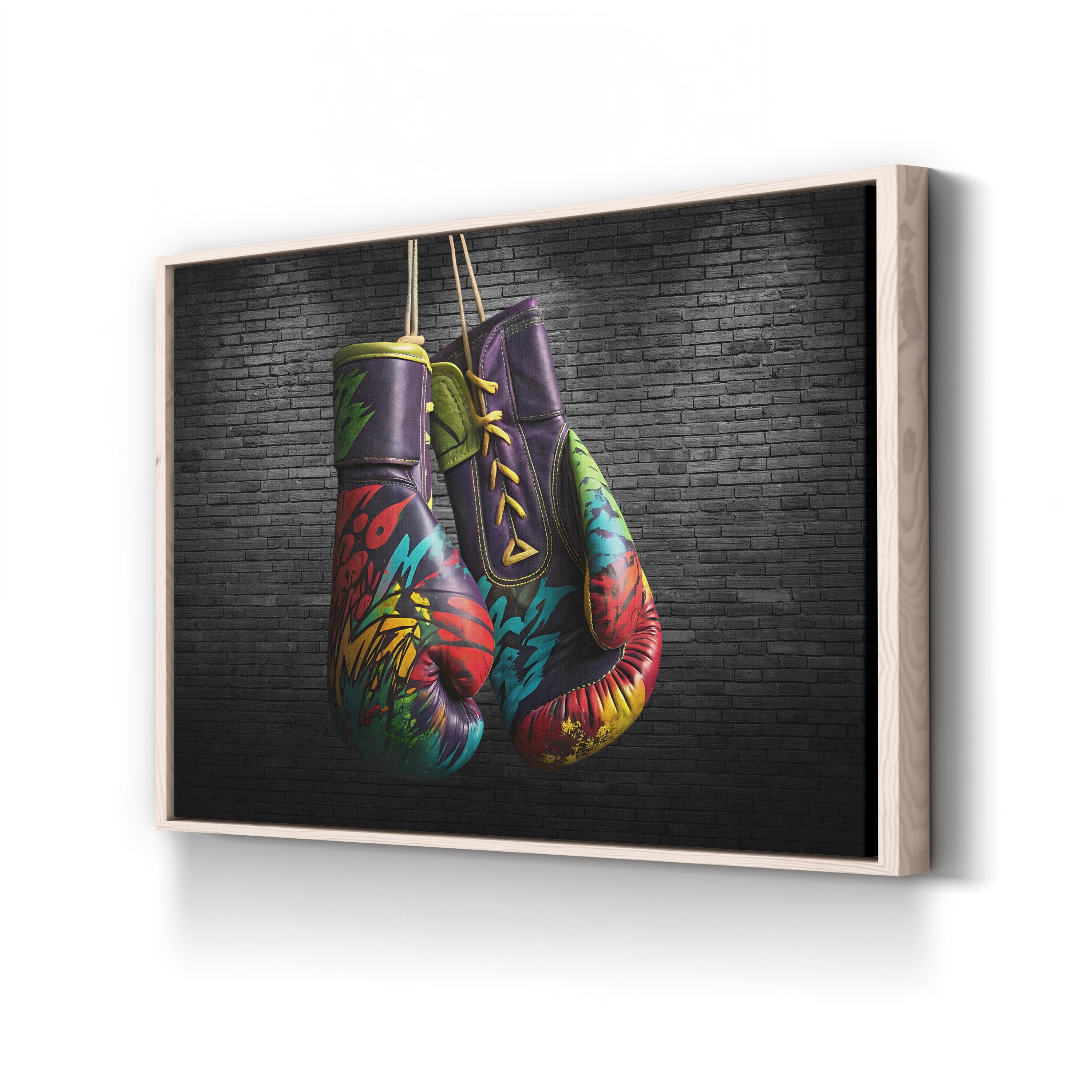 Graffiti Boxing Gloves – Period Illustration Wall Art | Urban Street Canvas Print
