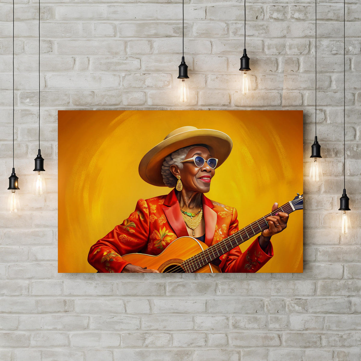 Vintage Acoustic Guitar Portrait canvas print, unframed