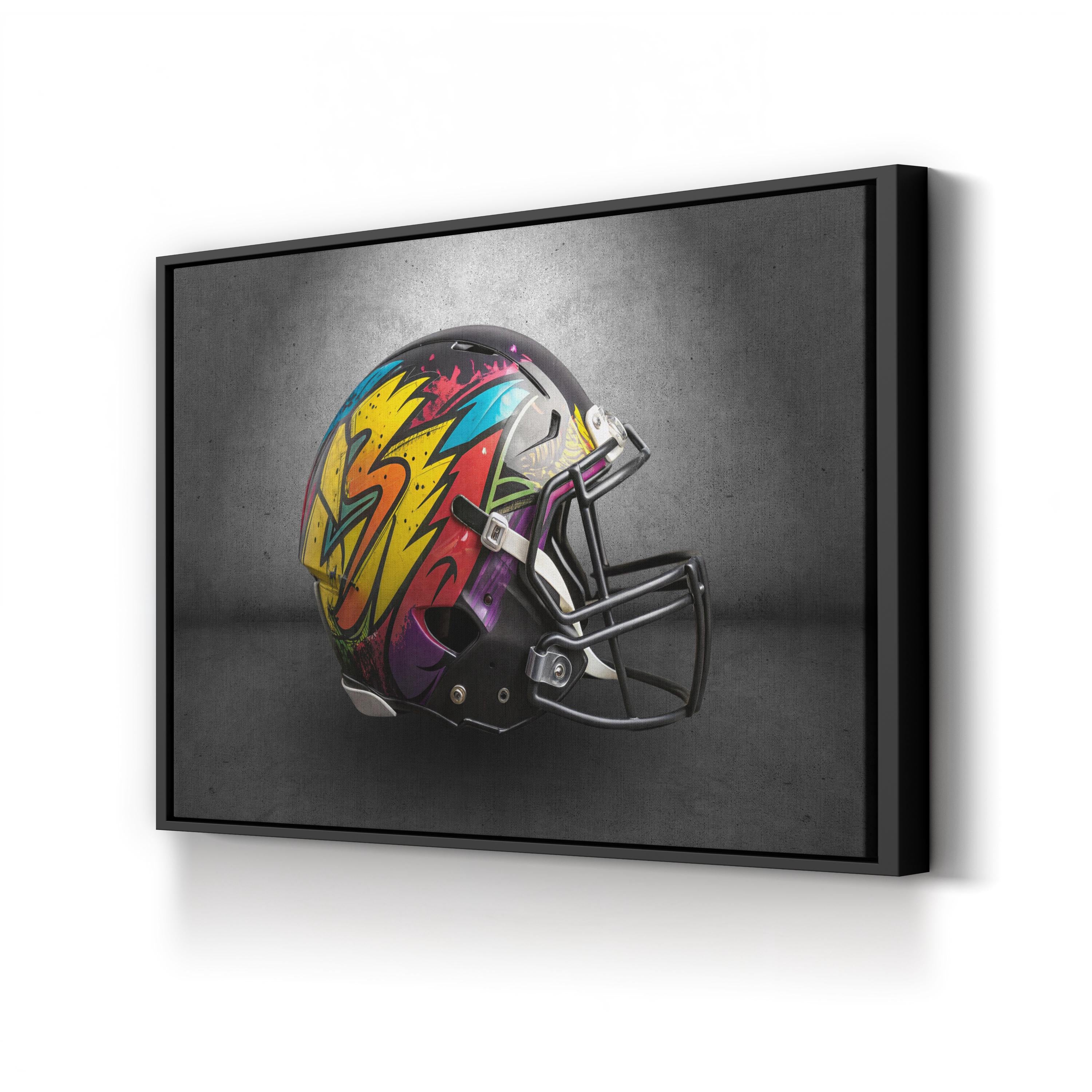 Graffiti Football Helmet – Period Illustration Wall Art | Urban Sports Canvas Print