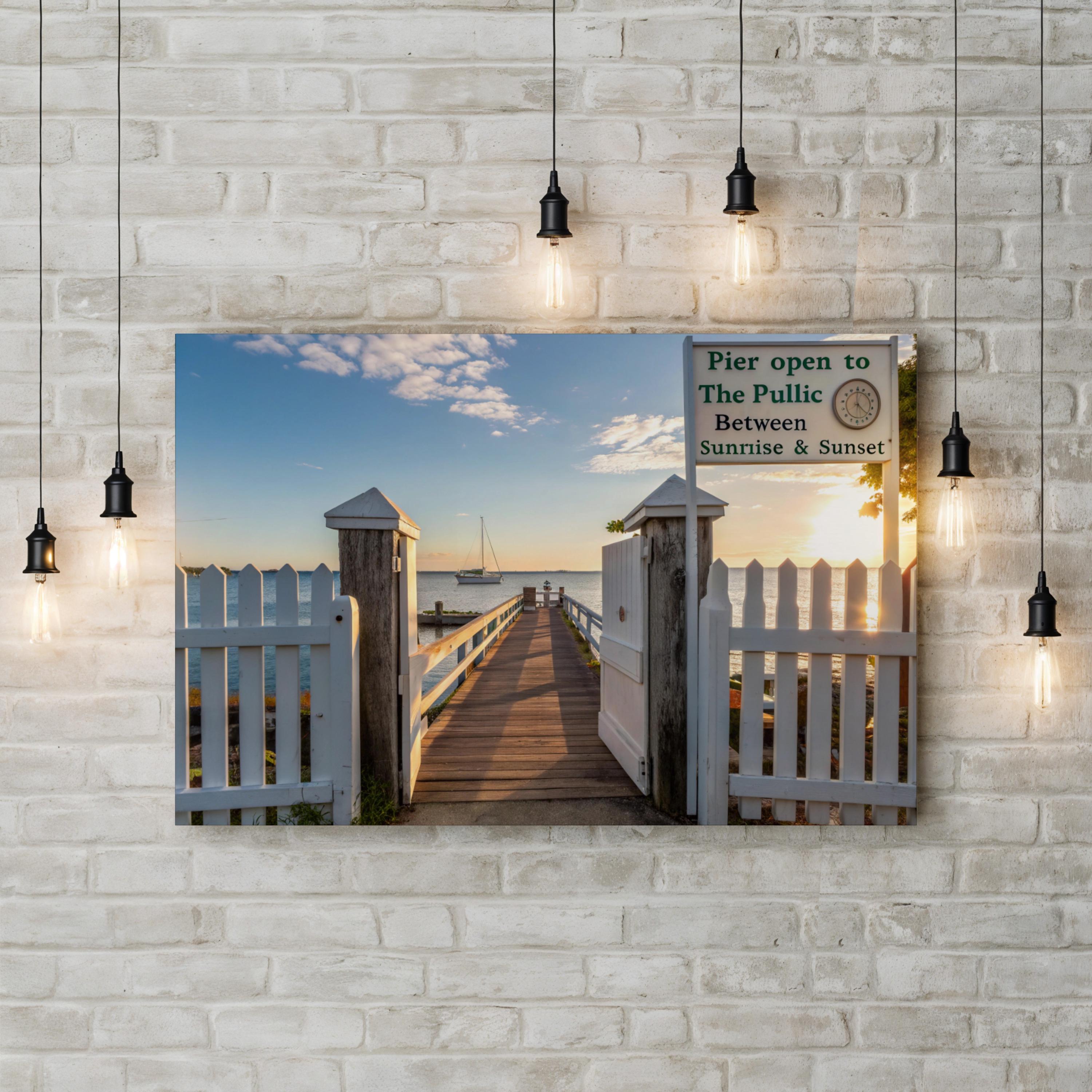 Coastal Sunrise Pier – Vintage Photography Wall Art | Beach House Canvas Print
