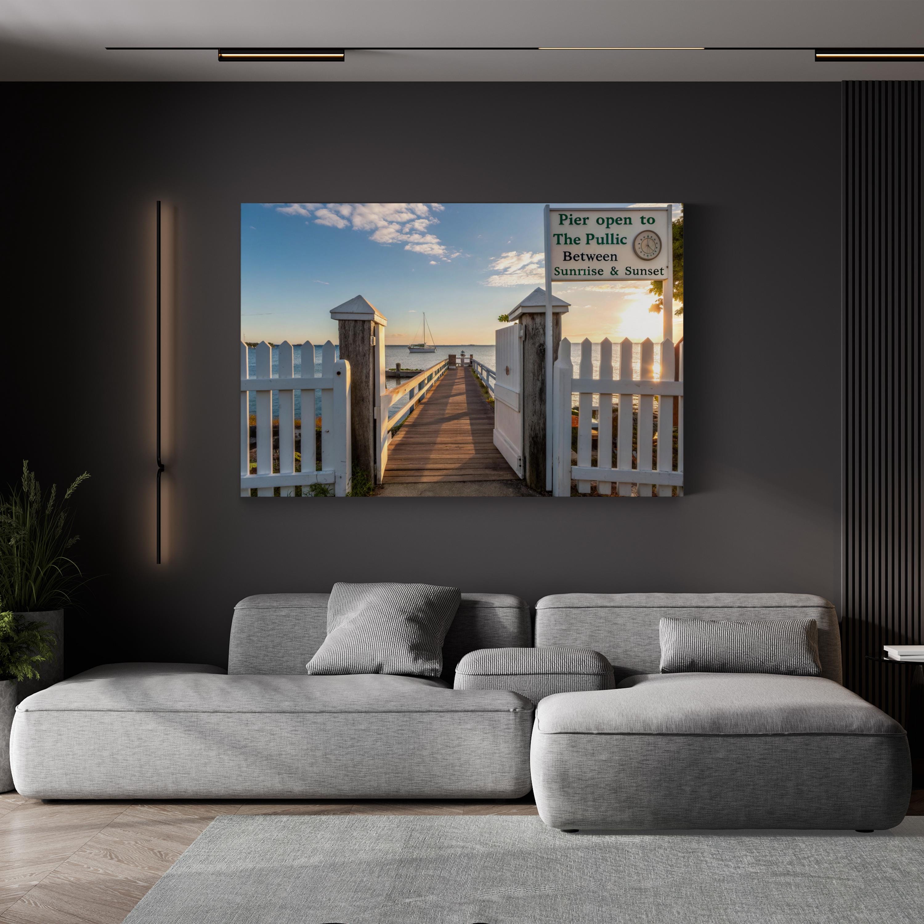 Coastal Sunrise Pier – Vintage Photography Wall Art | Beach House Canvas Print