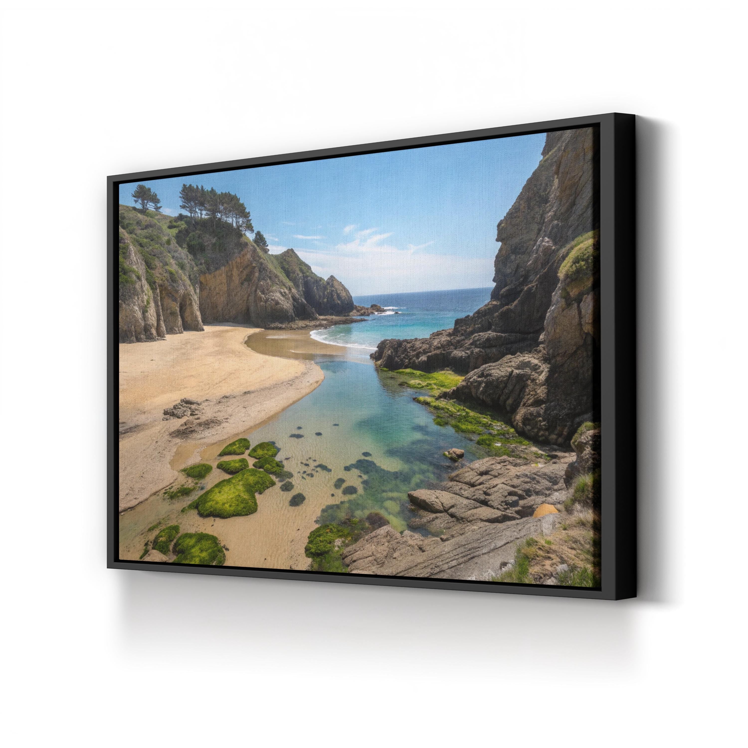 Hidden Beach Cove – Vintage Photography Wall Art | Coastal Ocean Canvas Print