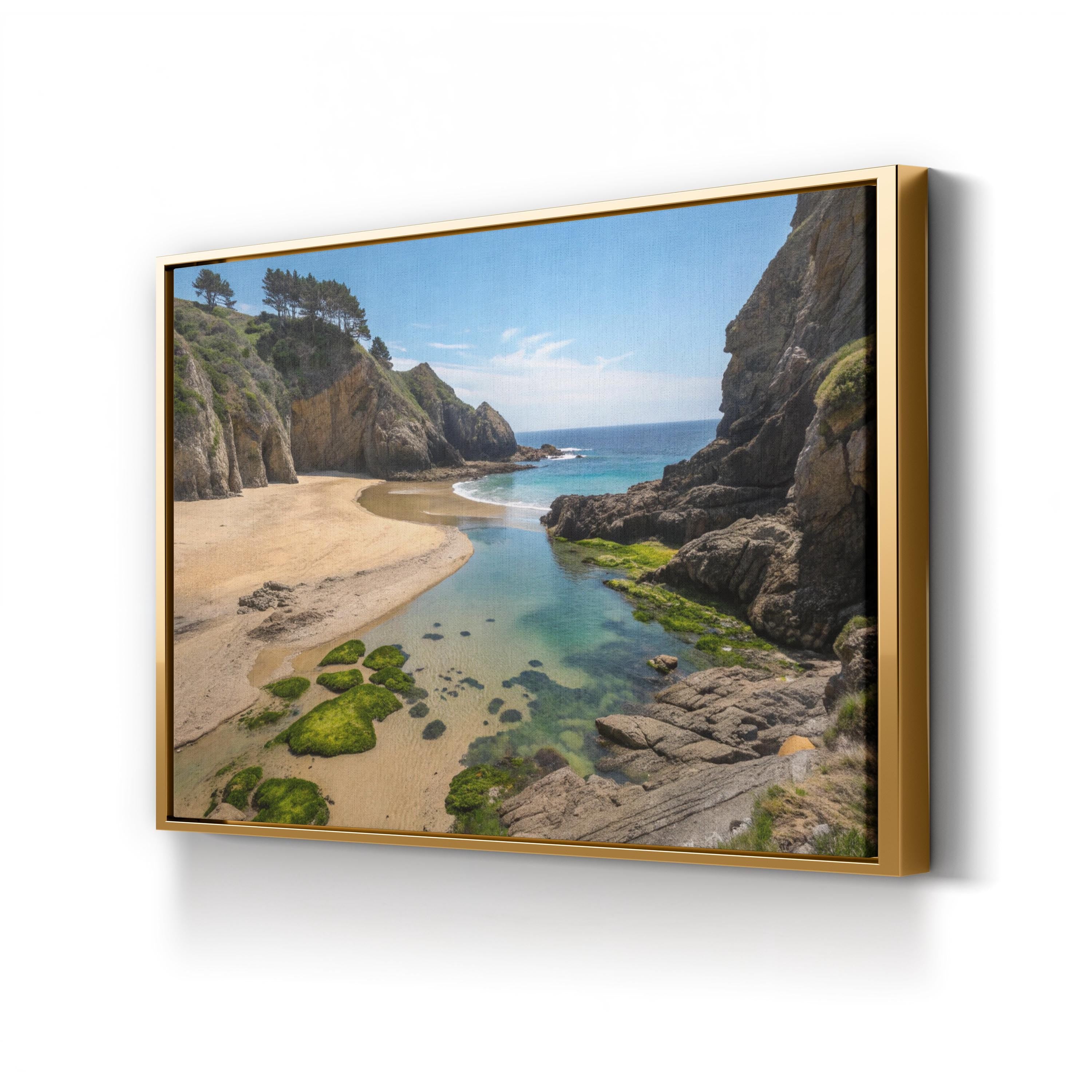 Hidden Beach Cove – Vintage Photography Wall Art | Coastal Ocean Canvas Print