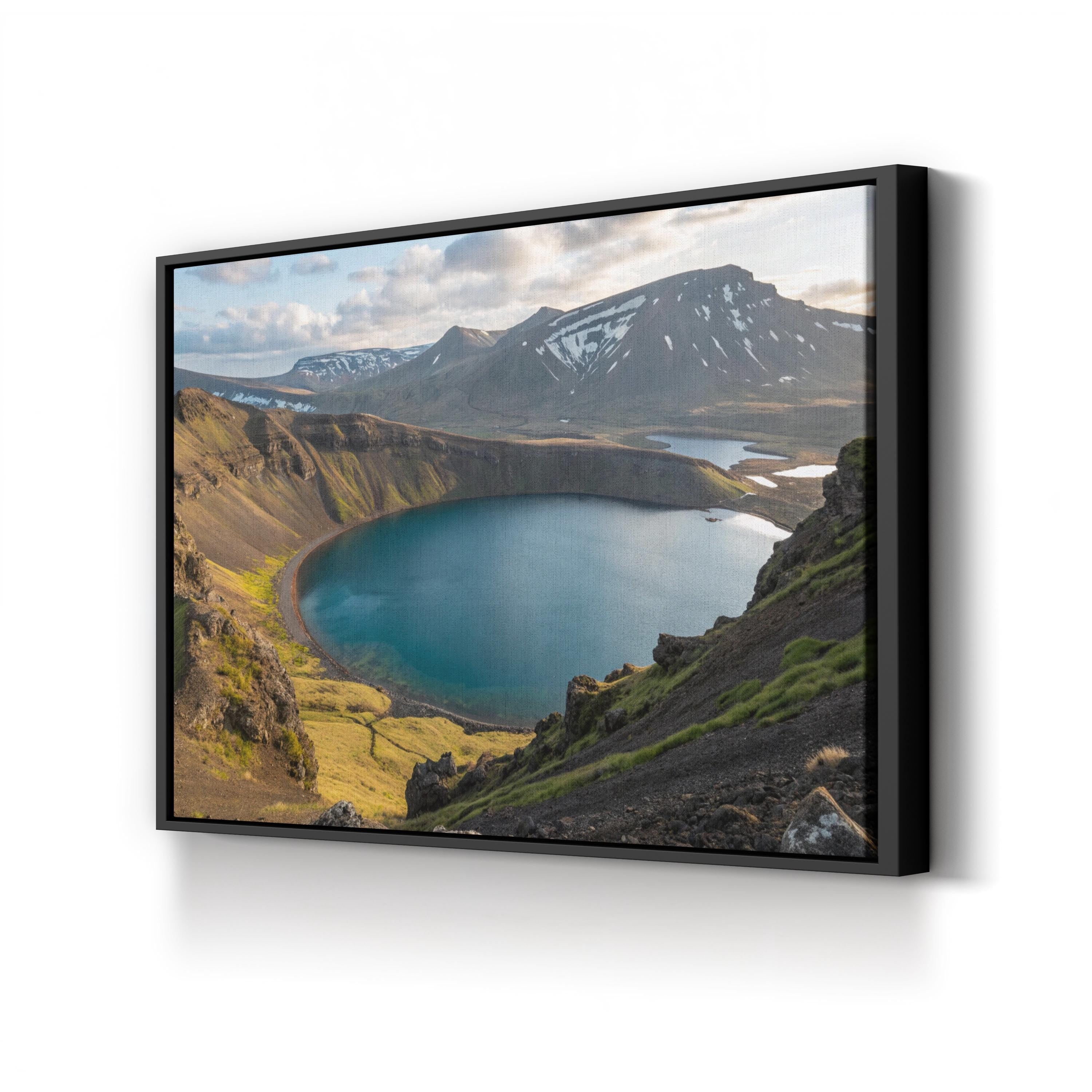 Icelandic Highlands Lake – Vintage Photography Wall Art | Mountain Landscape Canvas Print