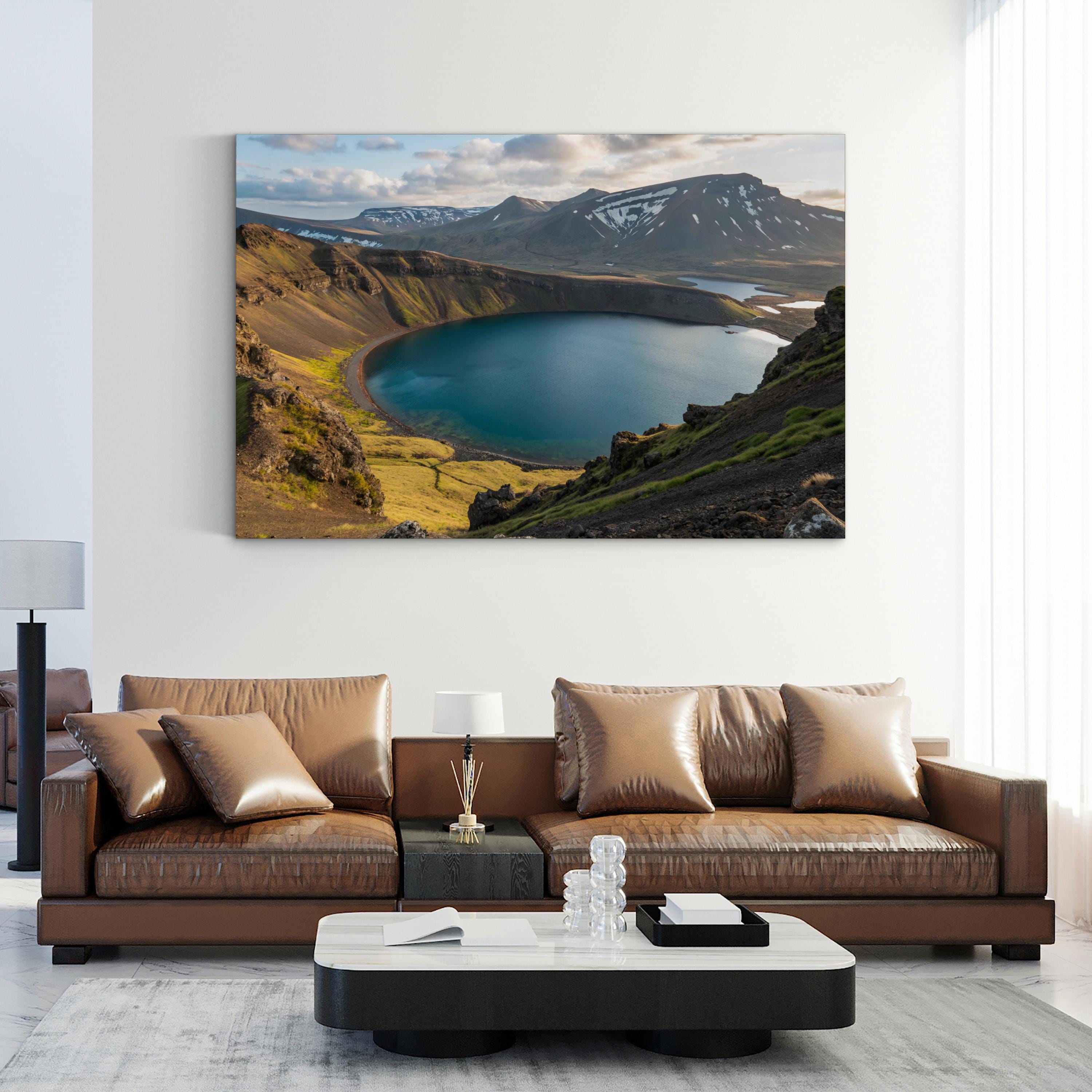 Icelandic Highlands Lake – Vintage Photography Wall Art | Mountain Landscape Canvas Print