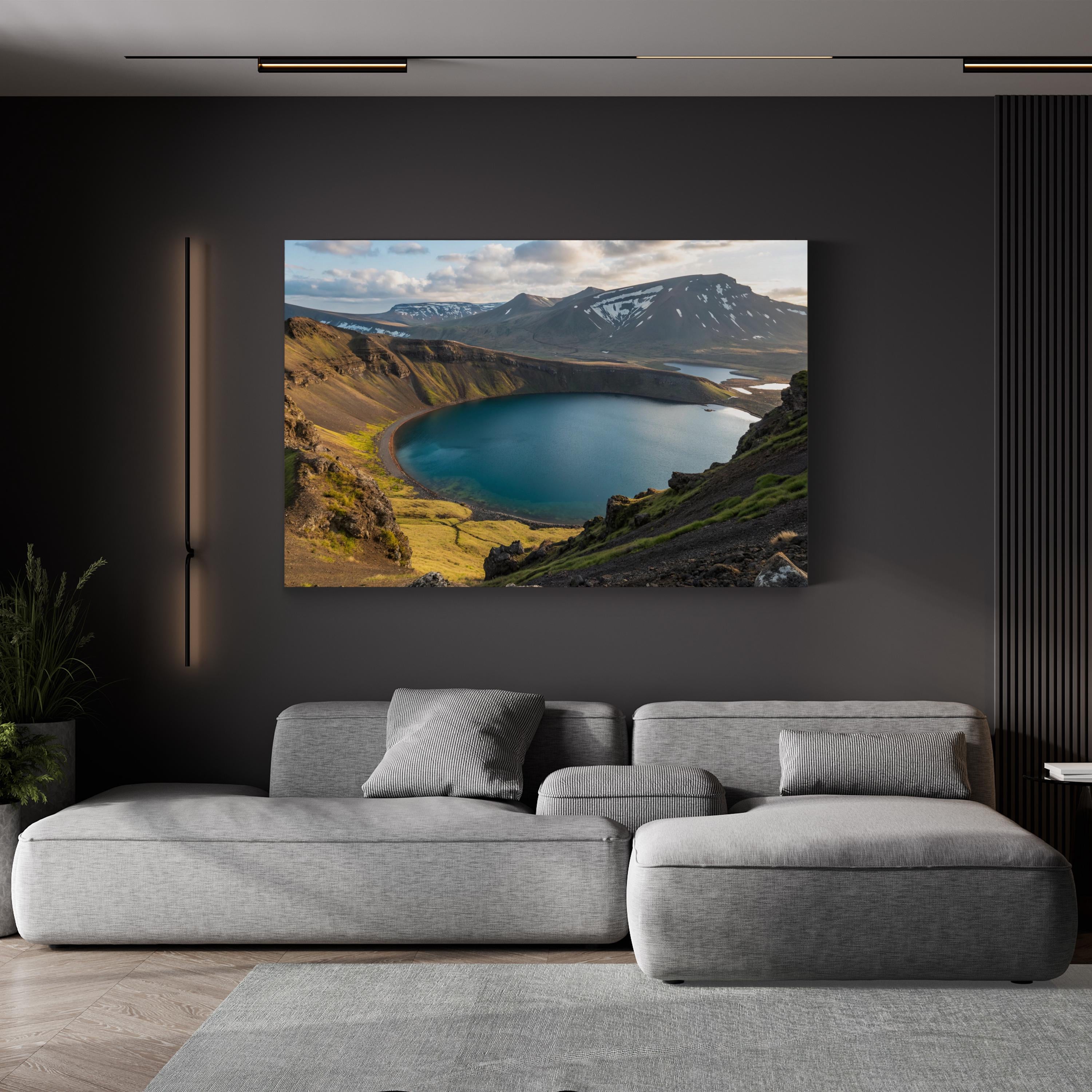 Icelandic Highlands Lake – Vintage Photography Wall Art | Mountain Landscape Canvas Print