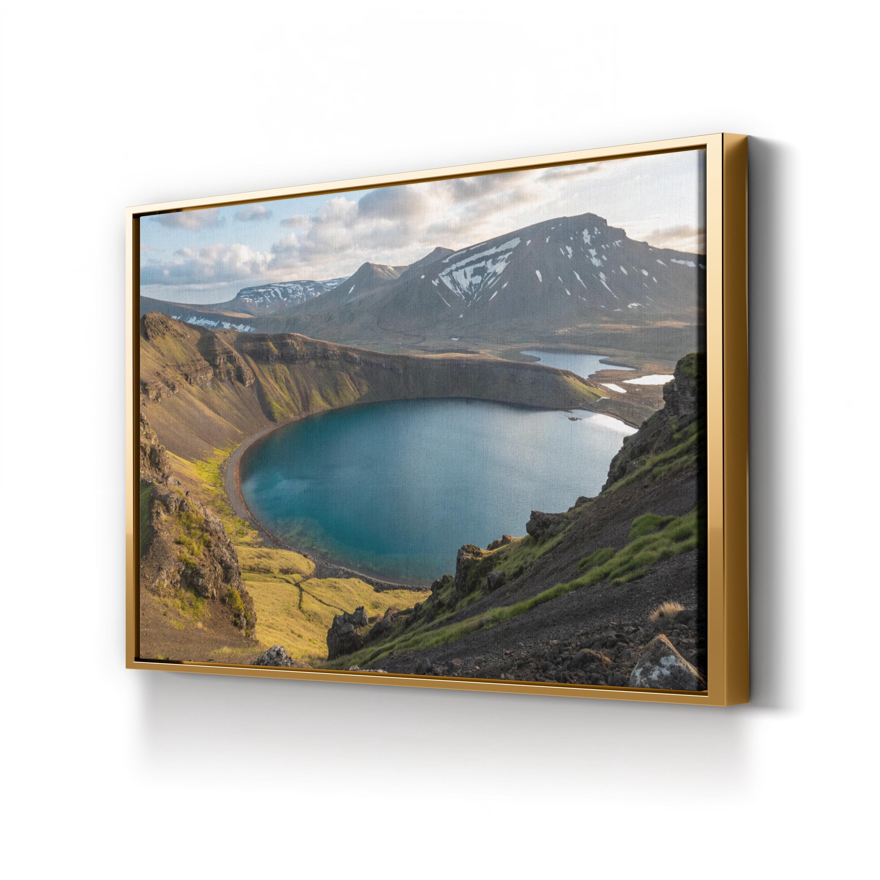 Icelandic Highlands Lake – Vintage Photography Wall Art | Mountain Landscape Canvas Print