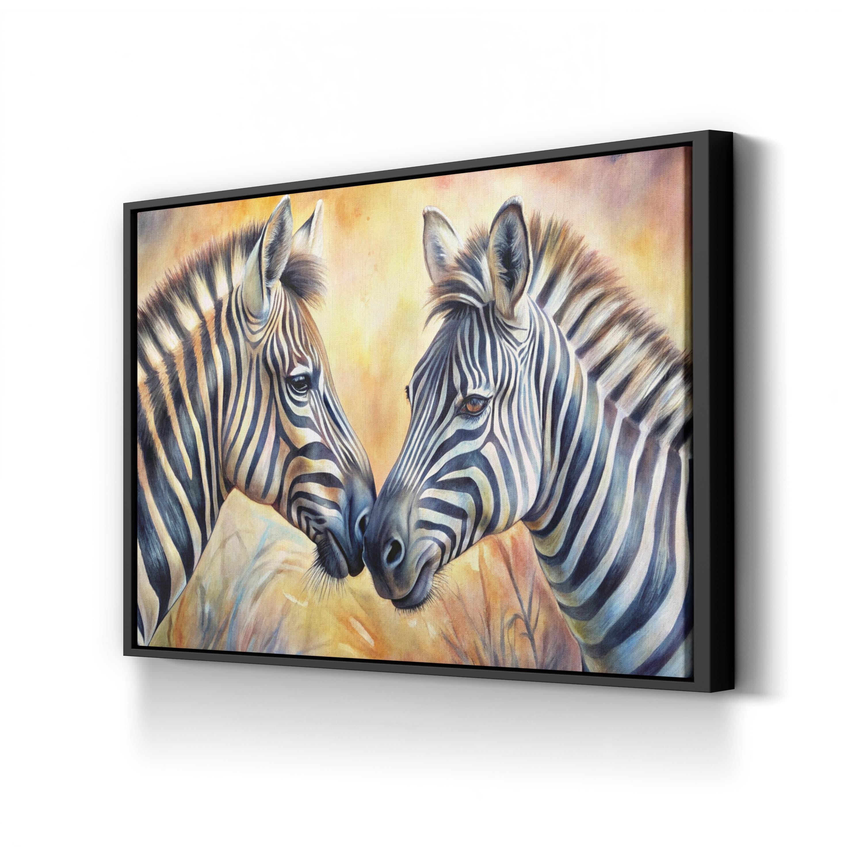 Zebra Couple Canvas – African Wildlife Painting Wall Art