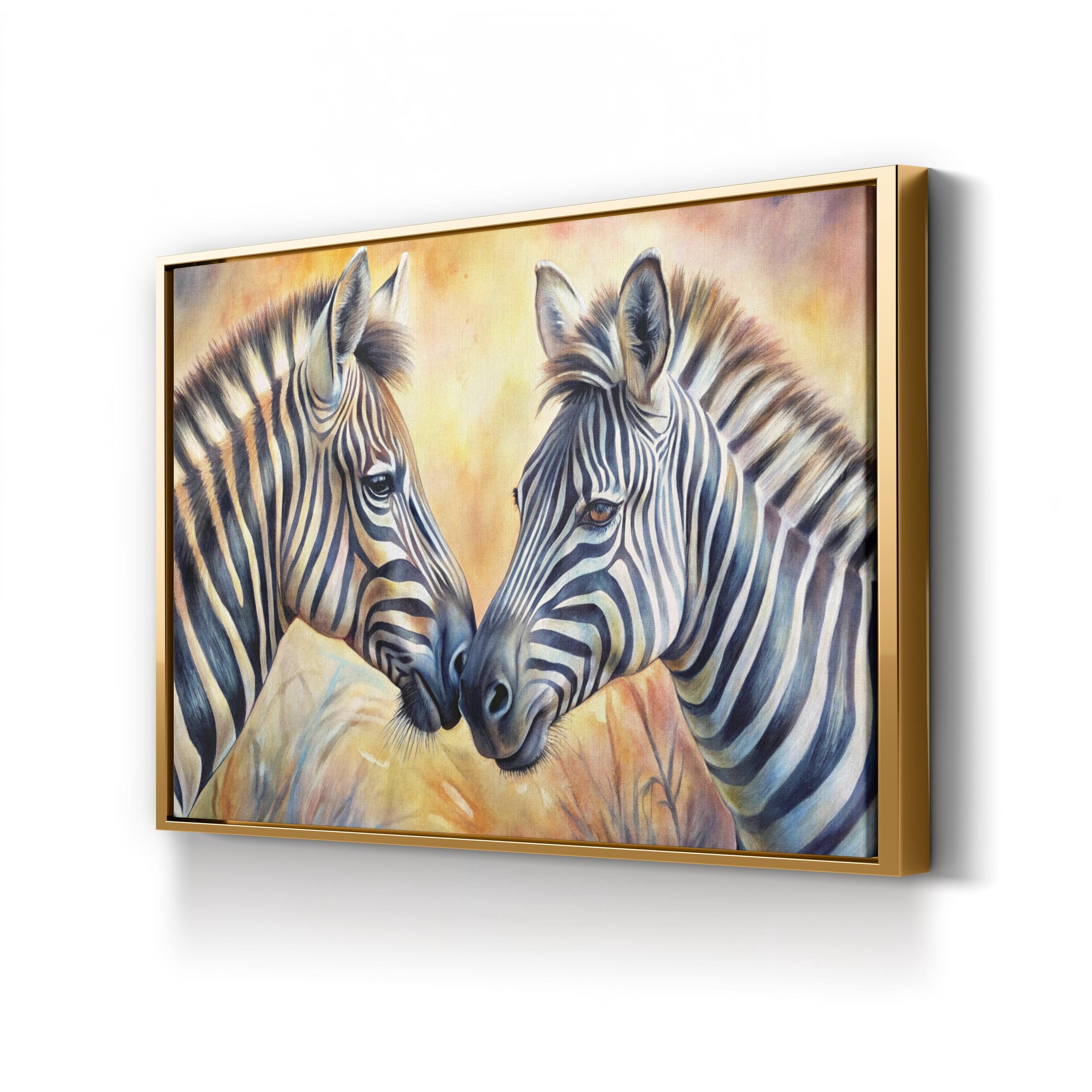 Zebra Couple Canvas – African Wildlife Painting Wall Art