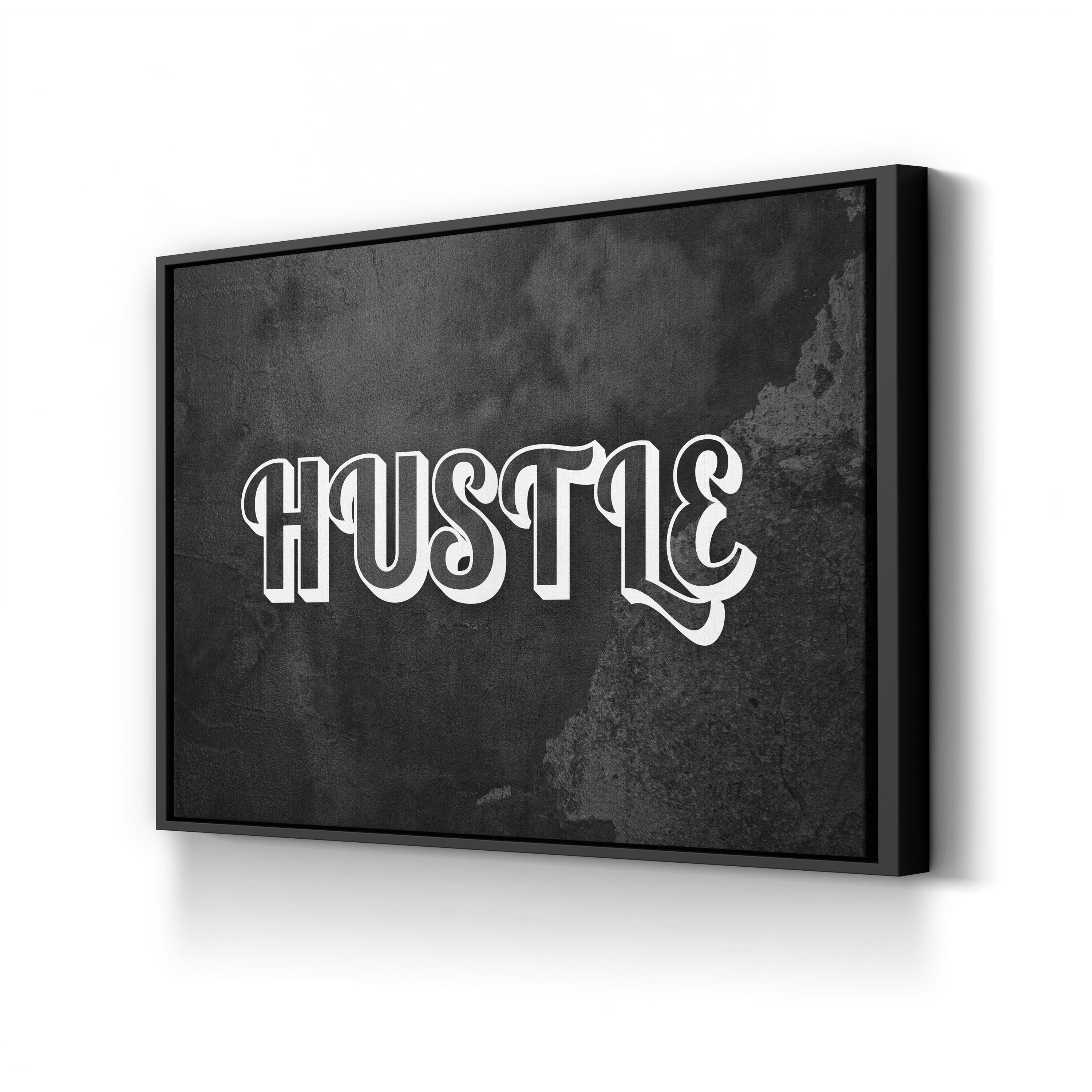Hustle Calligraphy Canvas Art: Motivational Typography Wall Print