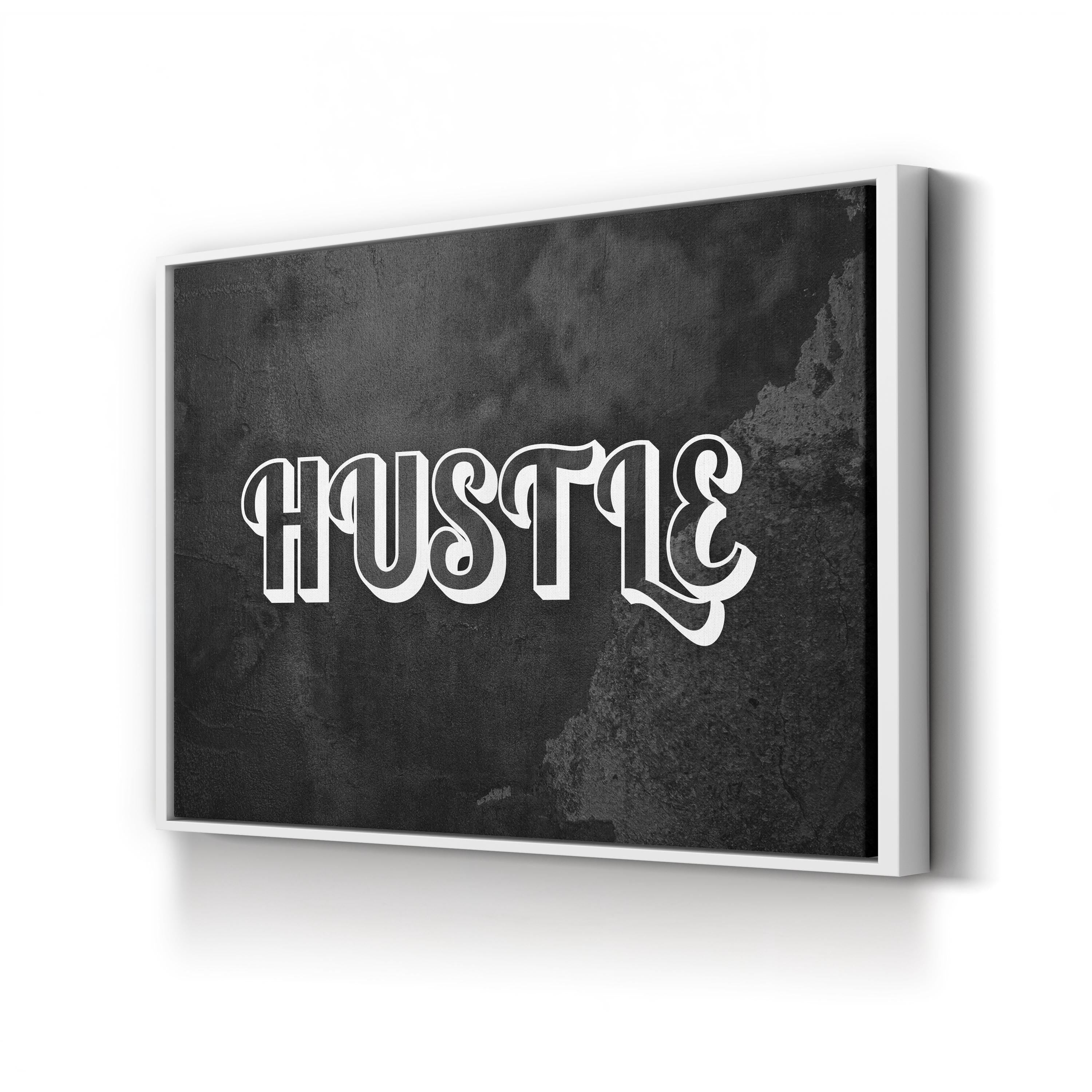 Hustle Calligraphy Canvas Art: Motivational Typography Wall Print