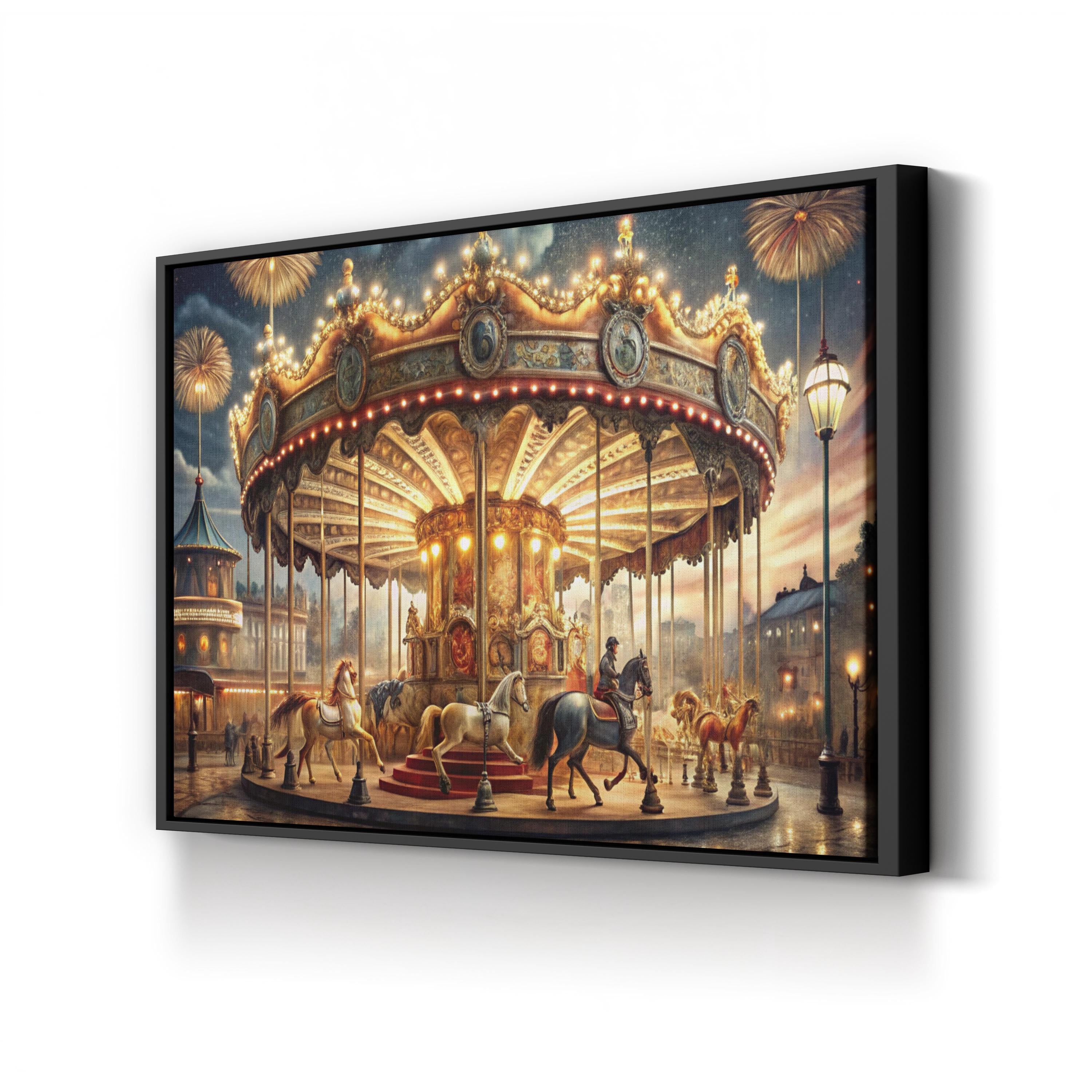 Impressionist Carousel – Period Illustration Wall Art | Fantasy Fairground Canvas Print