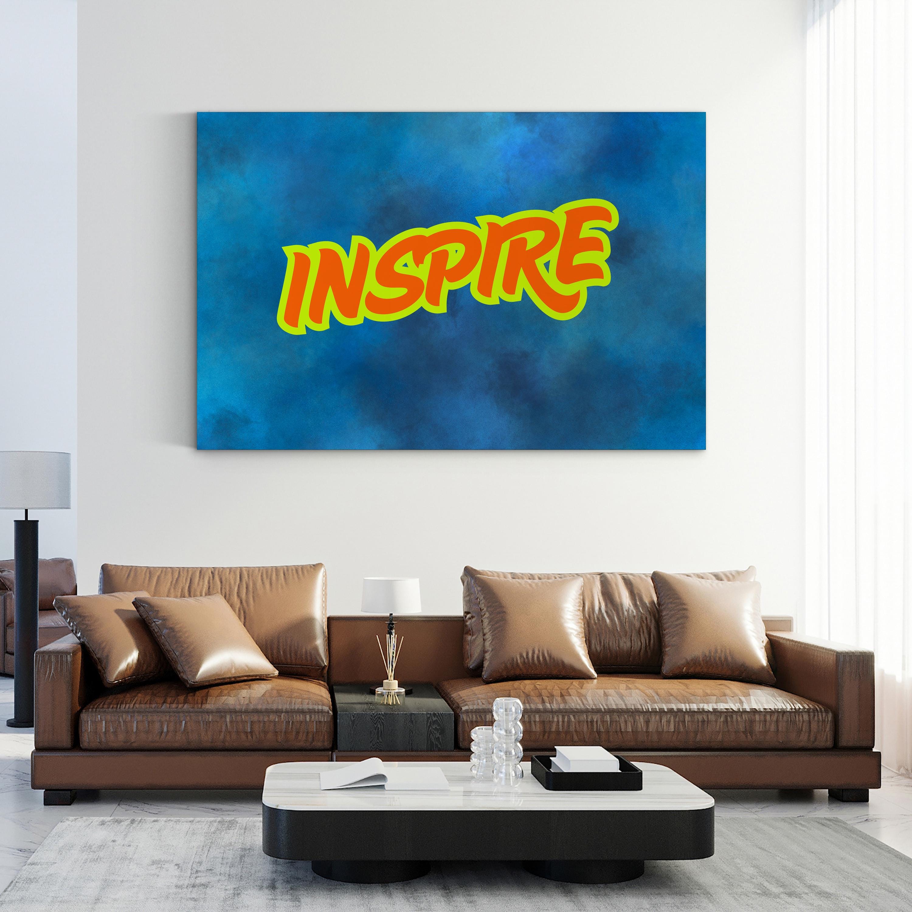 INSPIRE – Calligraphy Motivational Typography Canvas Art Print