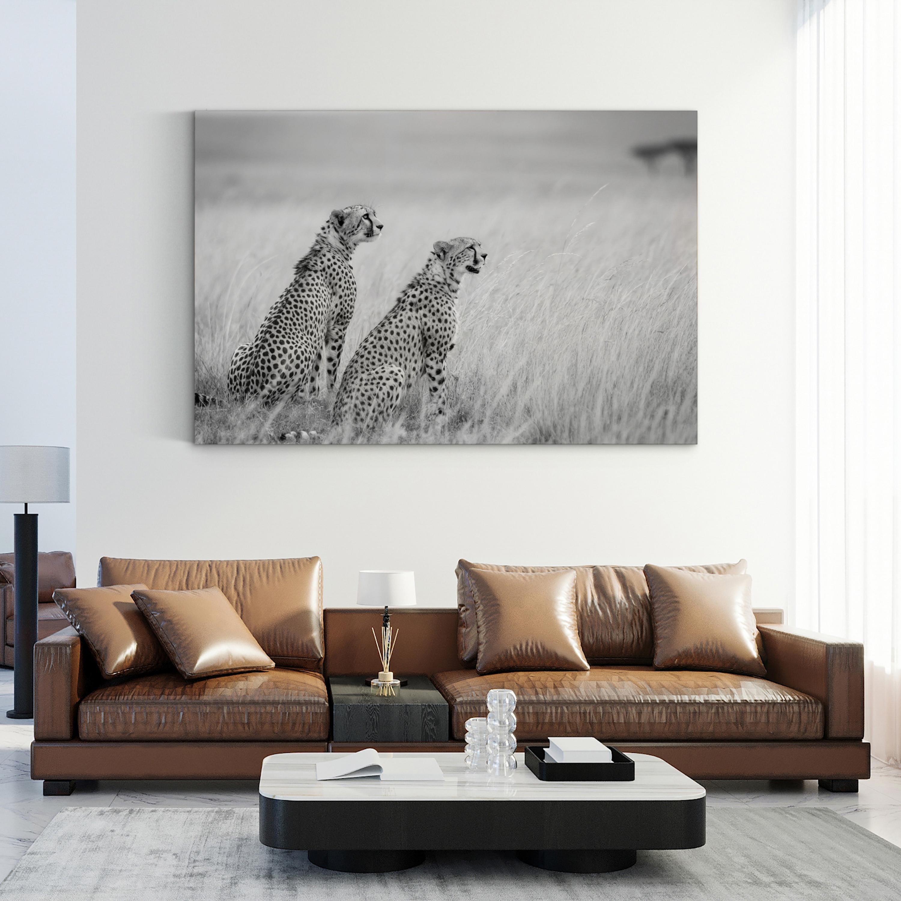 Black & White Cheetah Canvas – Safari Photography Wall Art