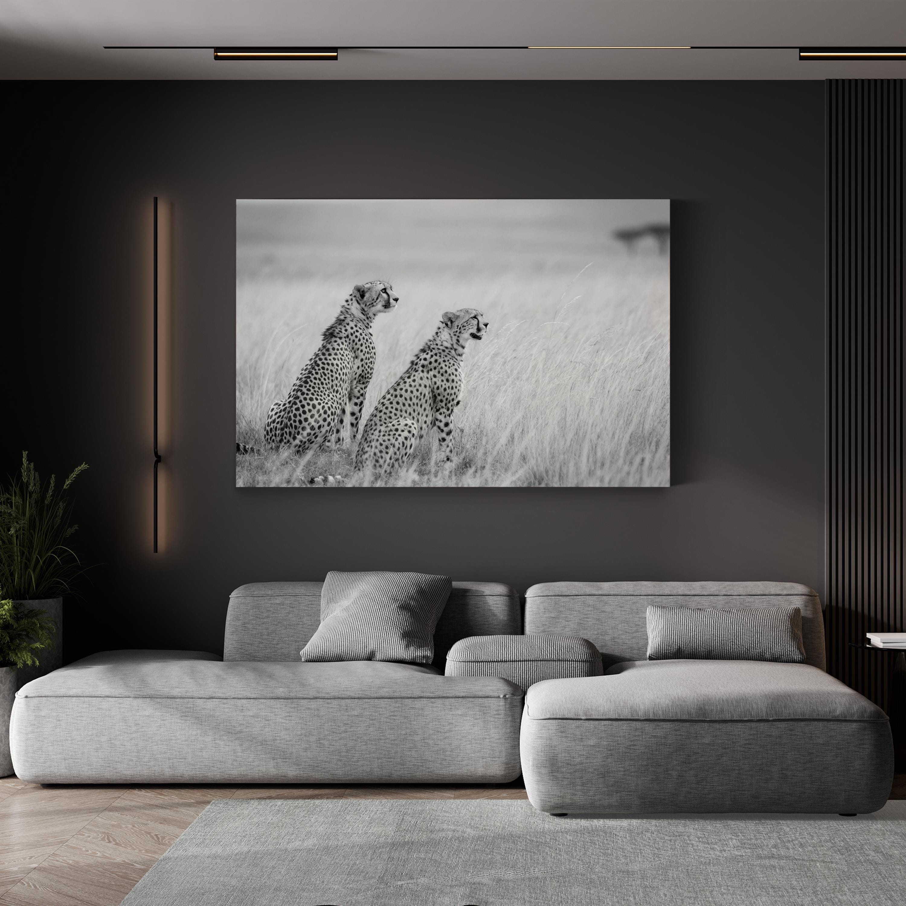 Black & White Cheetah Canvas – Safari Photography Wall Art