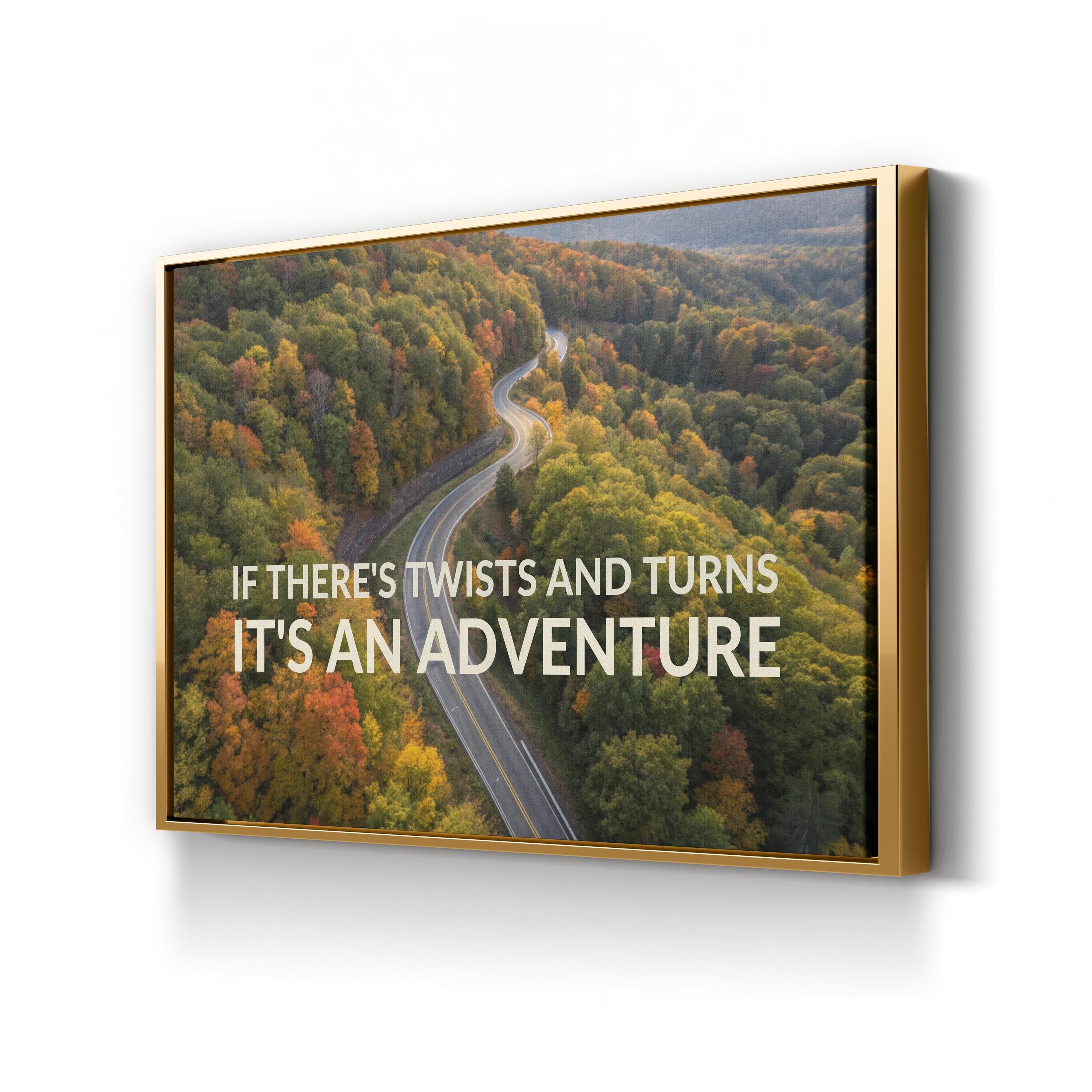 Inspirational Adventure Wall Art Scenic Road Print: Autumn Forest Journey Canvas Art