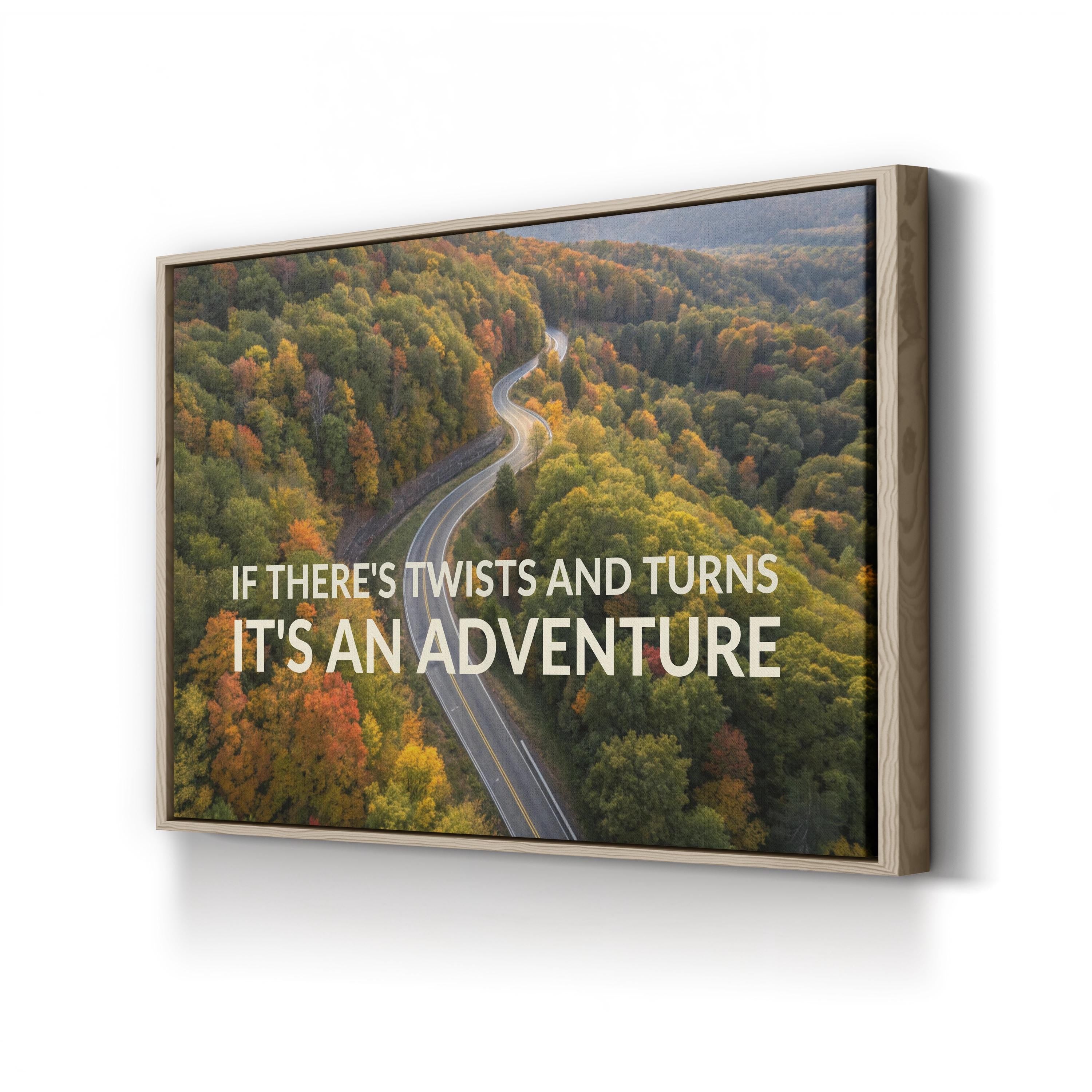 Inspirational Adventure Wall Art Scenic Road Print: Autumn Forest Journey Canvas Art