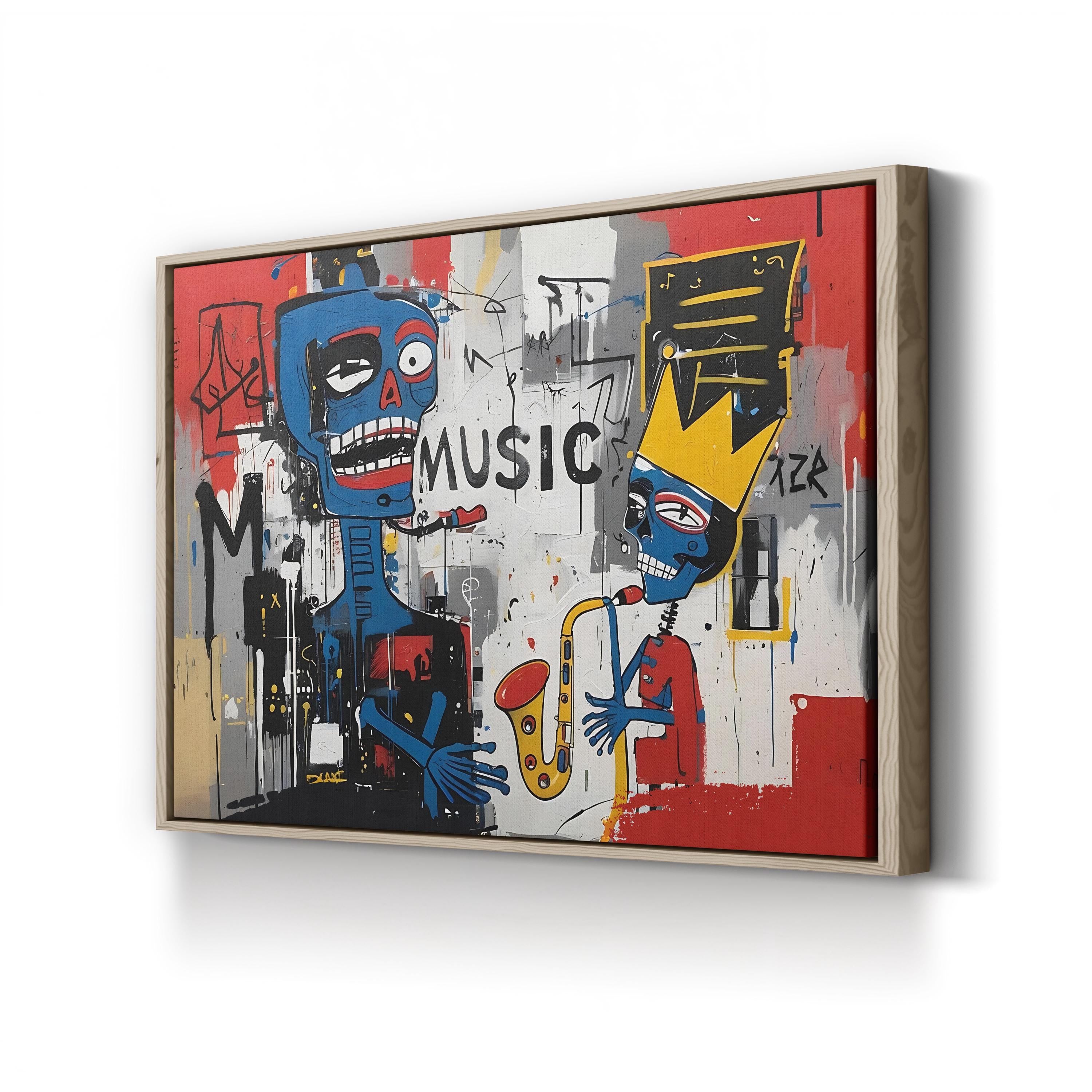Basquiat Style Jazz Club – Period Illustration Wall Art | Abstract Urban Canvas Print